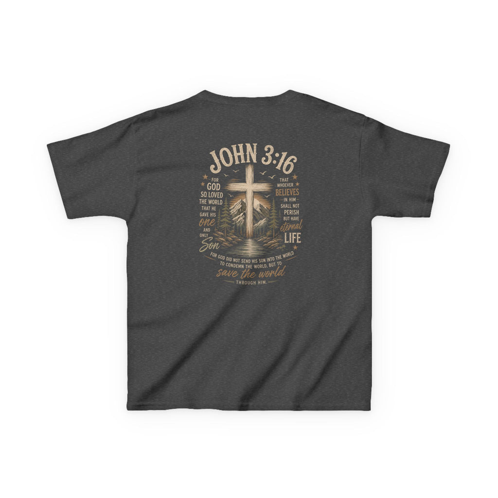 Kids T-Shirt — John 3:16 Cross Design Christian Youth Tee