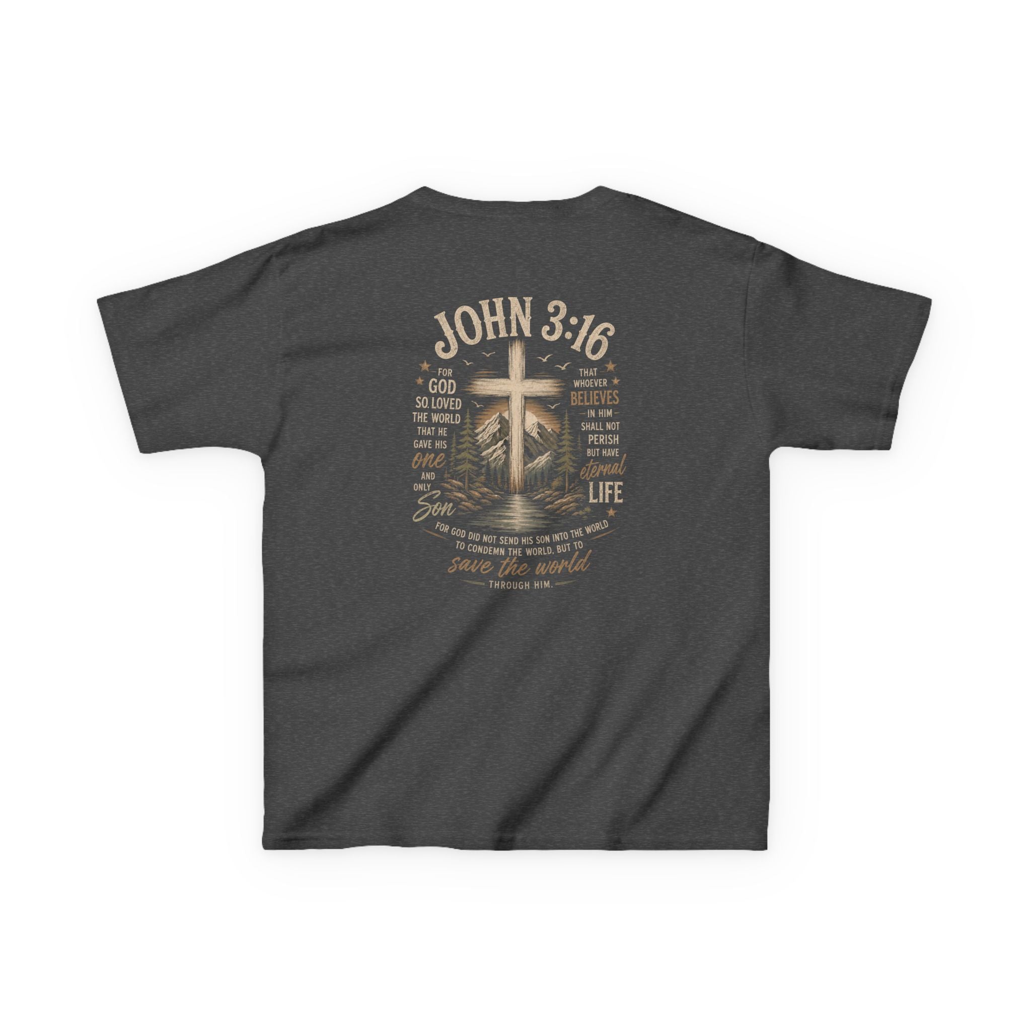 Kids T-Shirt — John 3:16 Cross Design Christian Youth Tee