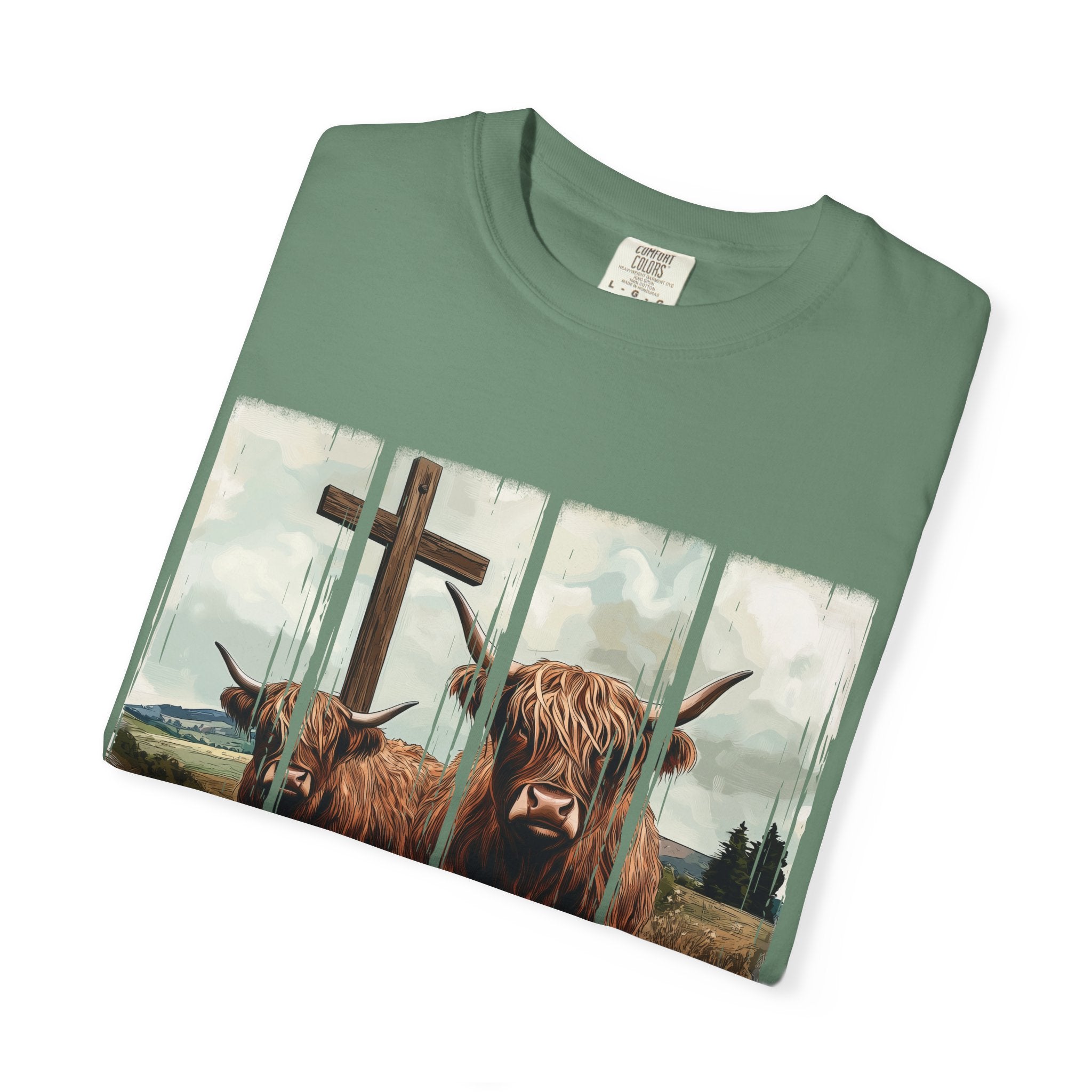Christian Highland Cow T-Shirt — "Follow the Word, Not the Herd" Faith Tee