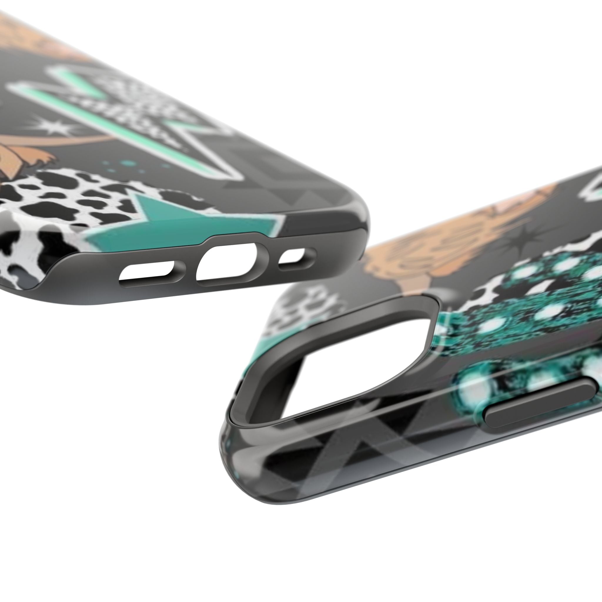 Teal Pop-Art Pattern Phone Case — Impact-Resistant iPhone Cover with Lightning & Leopard Graphics