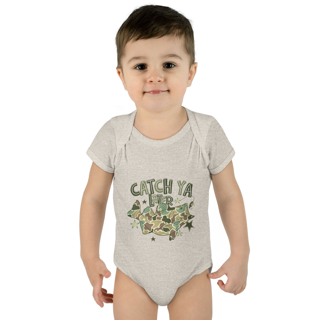 Infant Bodysuit - "Catch Ya Later" Camo Bat Graphic Baby Onesie