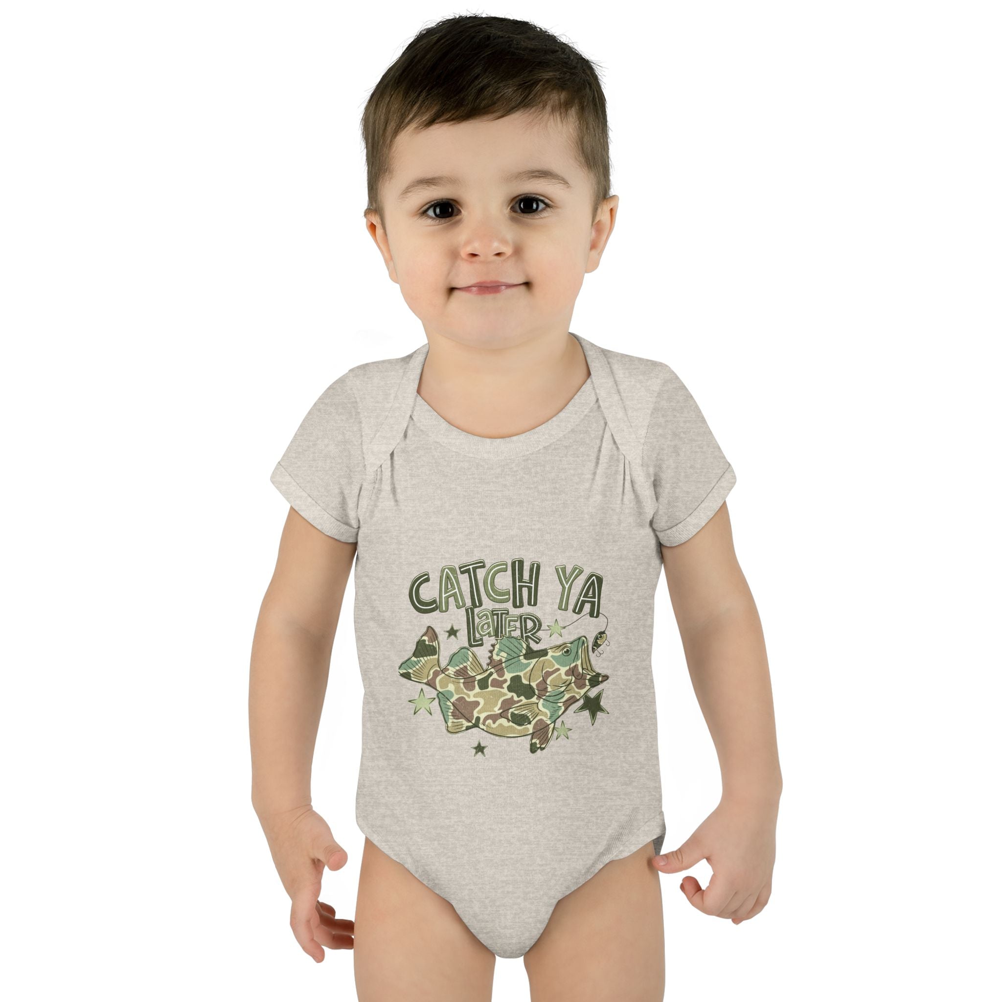 Infant Bodysuit - "Catch Ya Later" Camo Bat Graphic Baby Onesie