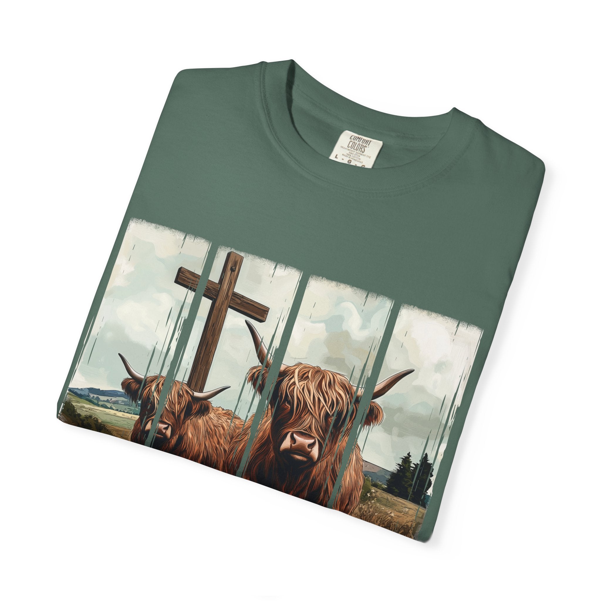 Christian Highland Cow T-Shirt — "Follow the Word, Not the Herd" Faith Tee