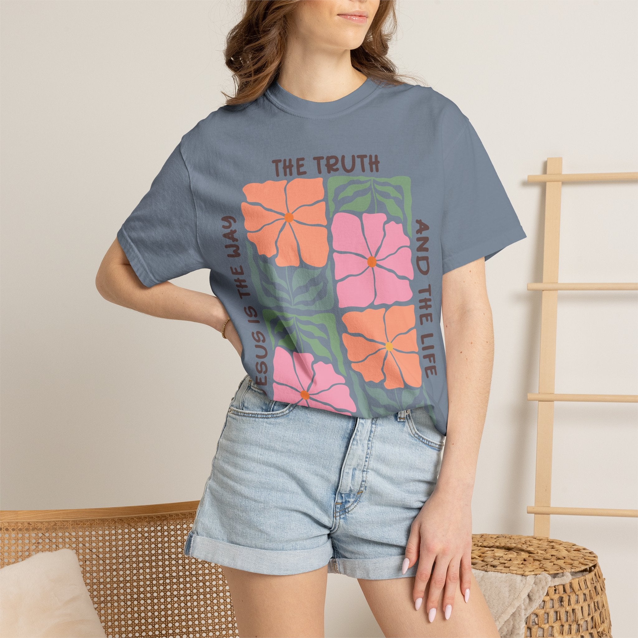 Christian Floral T-Shirt — "The Truth and the Life" John 14:6 Graphic Tee
