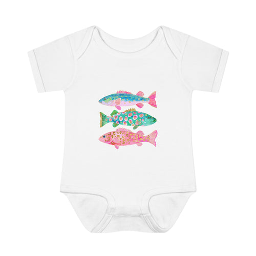 Baby Bodysuit — Colorful Watercolor Fish Onesie for Infants