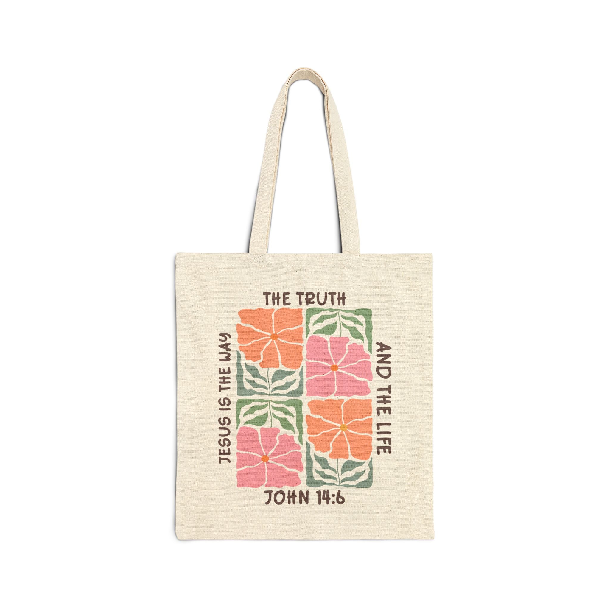 John 14:6 Floral Tote Bag – "The Truth and the Life" Canvas Shopper
