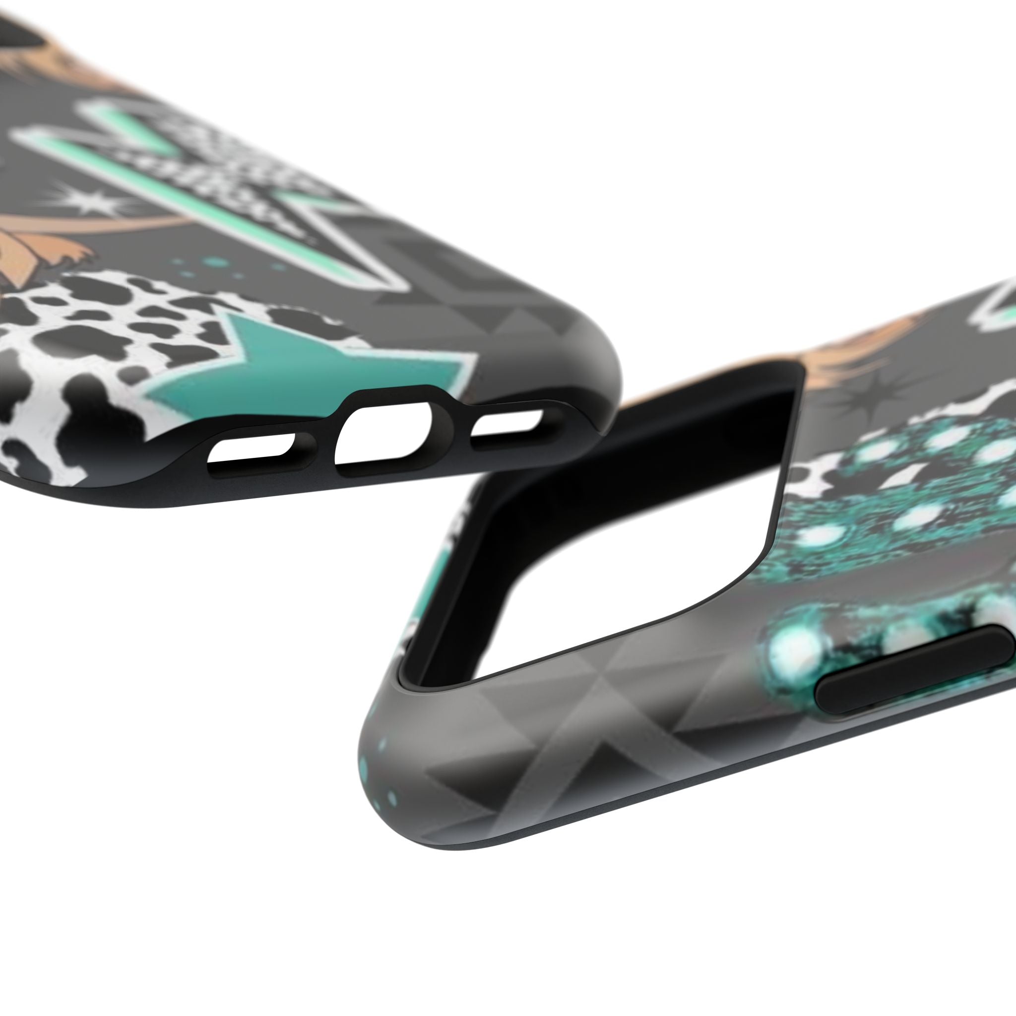 Teal Pop-Art Pattern Phone Case — Impact-Resistant iPhone Cover with Lightning & Leopard Graphics