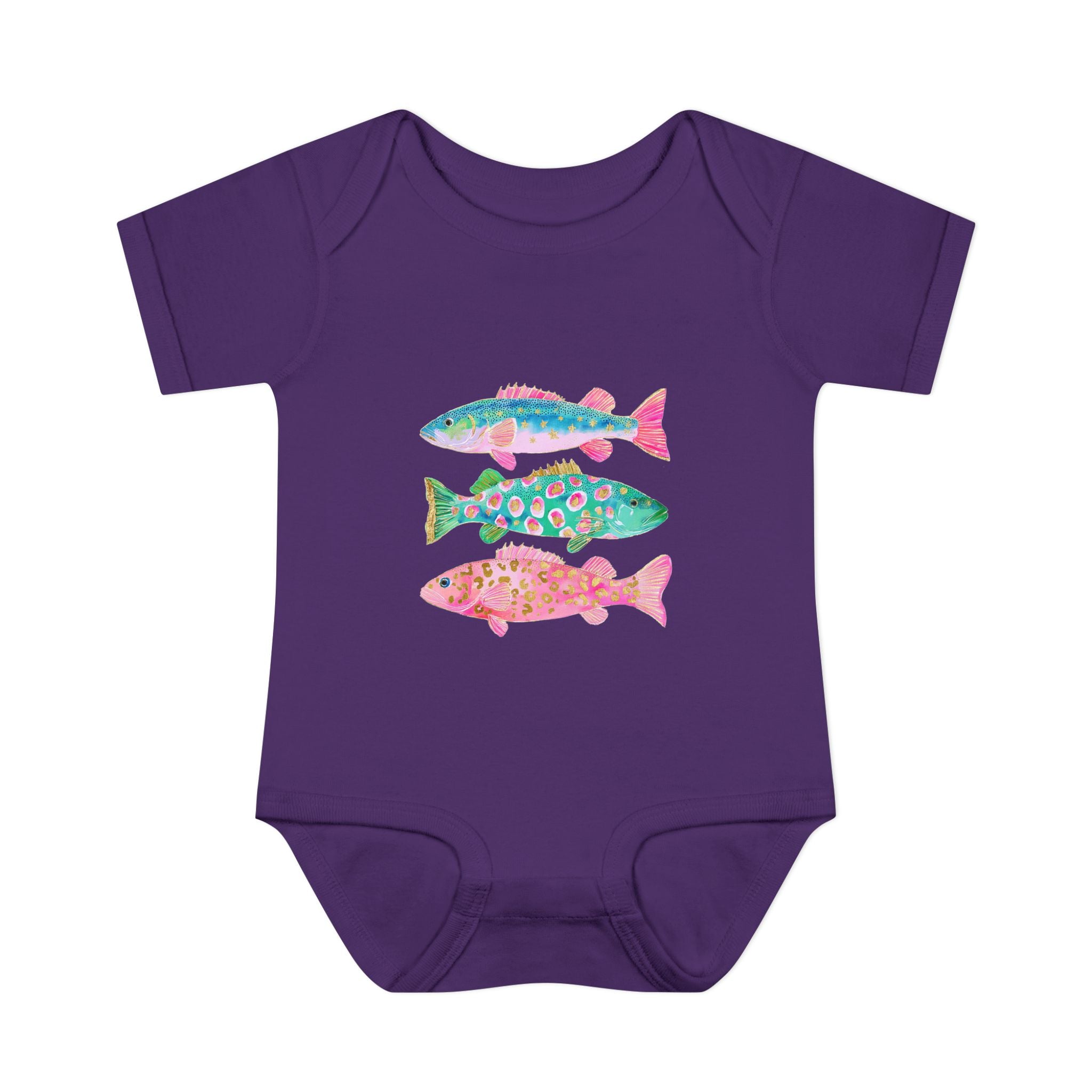 Baby Bodysuit — Colorful Watercolor Fish Onesie for Infants