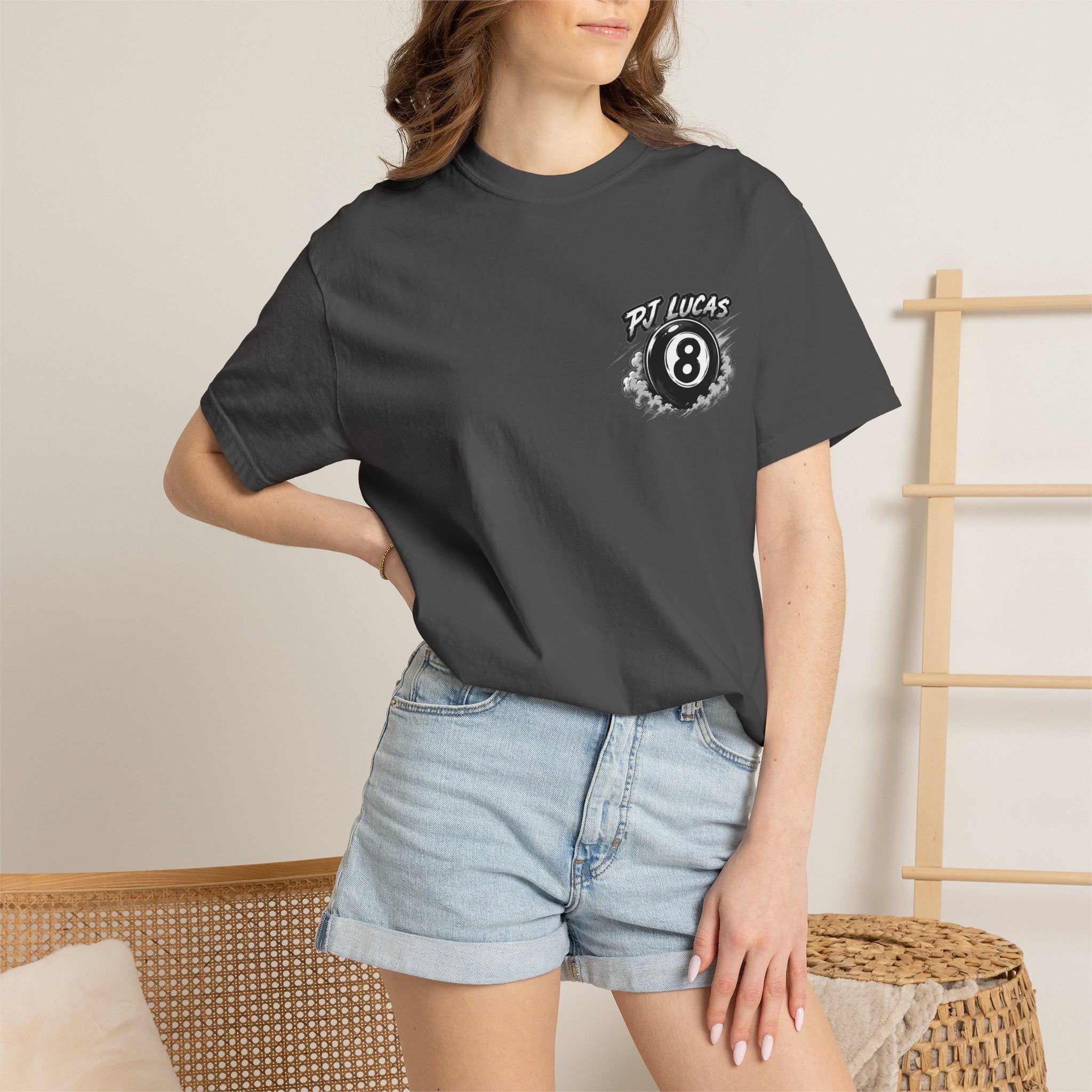 PJ Lucas Race Car T-Shirt — Vintage Black 8-Ball Dirt Track Tee