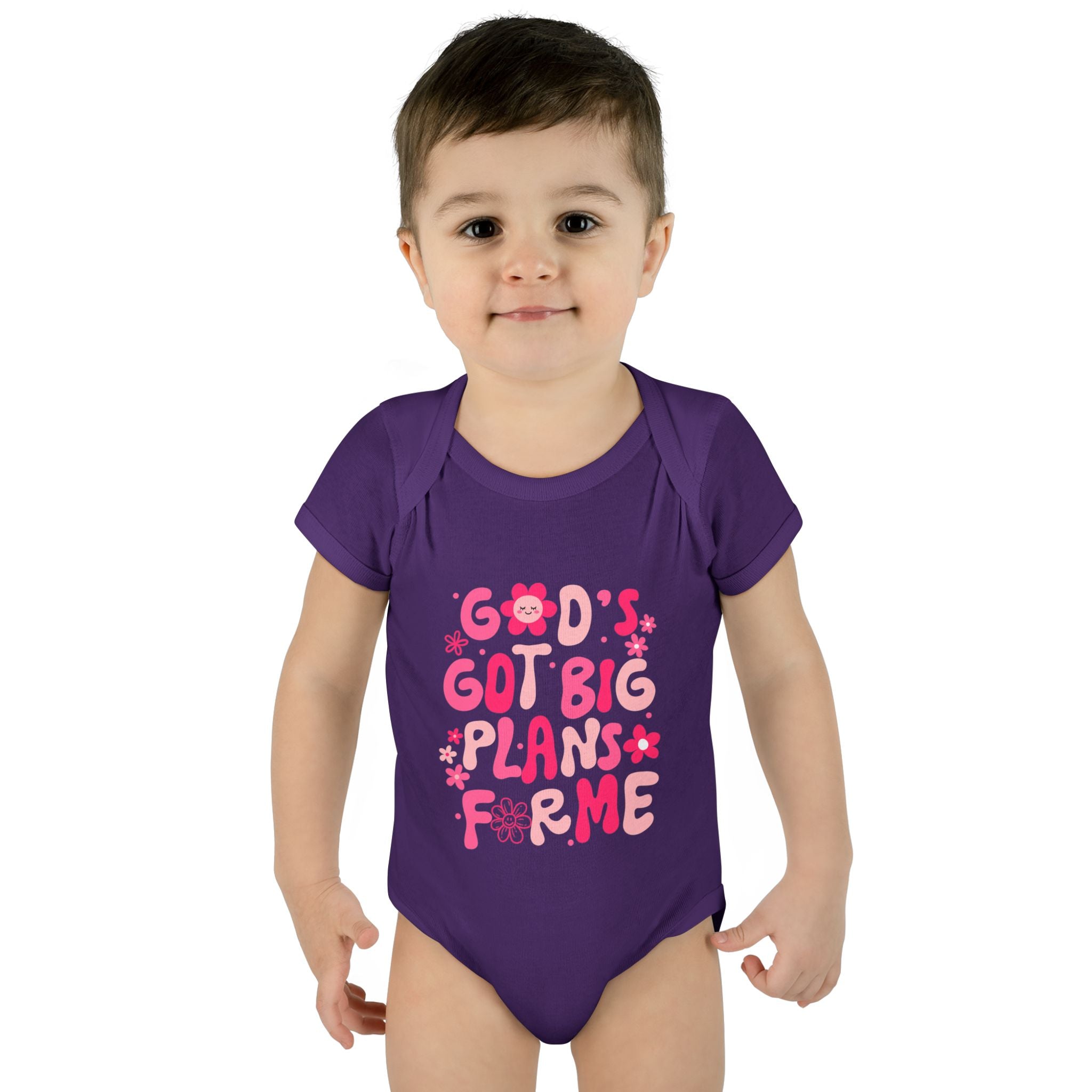 Girls God’s Got Big Plans For Me Infant Bodysuit — Pink Floral Baby Onesie