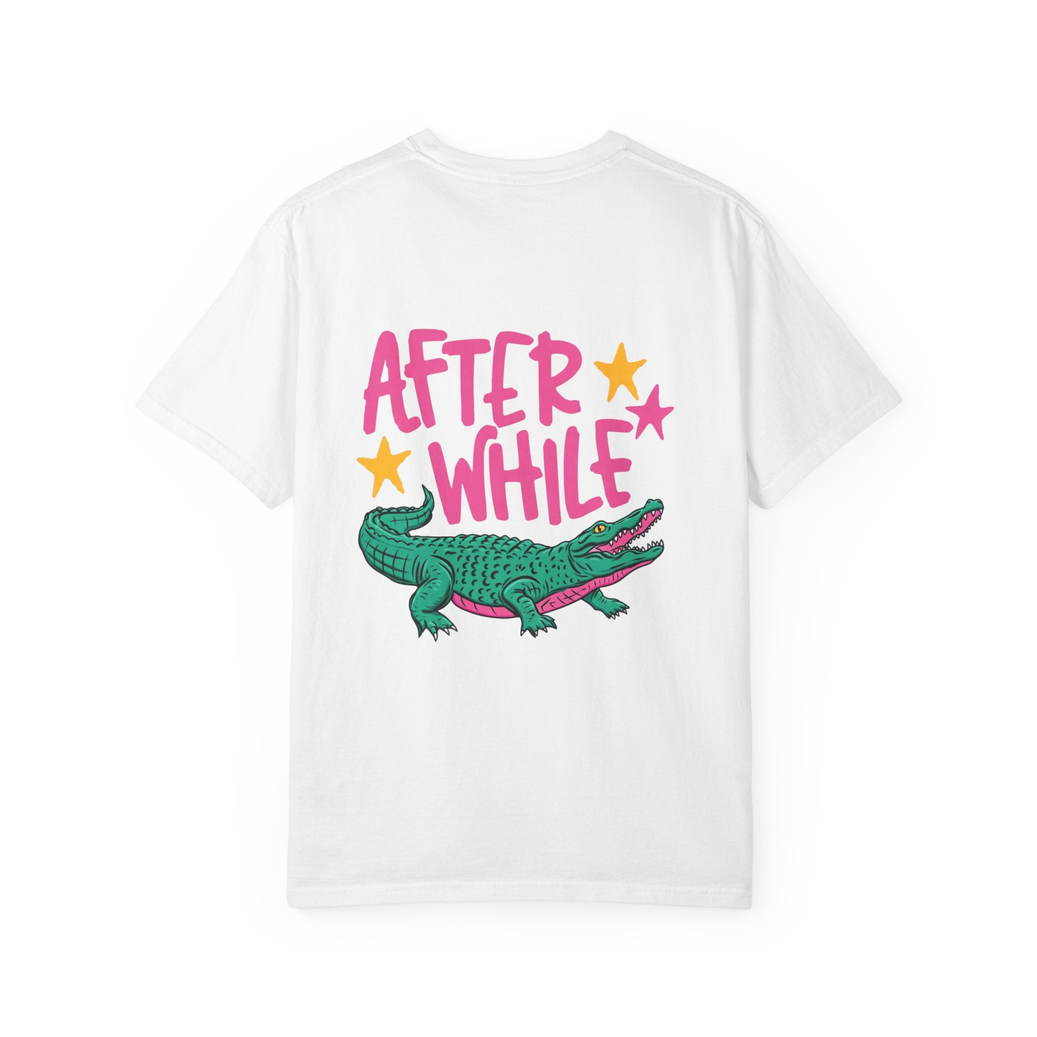 Later/After While Alligator T-Shirt — Retro Pink & Teal Graphic Tee