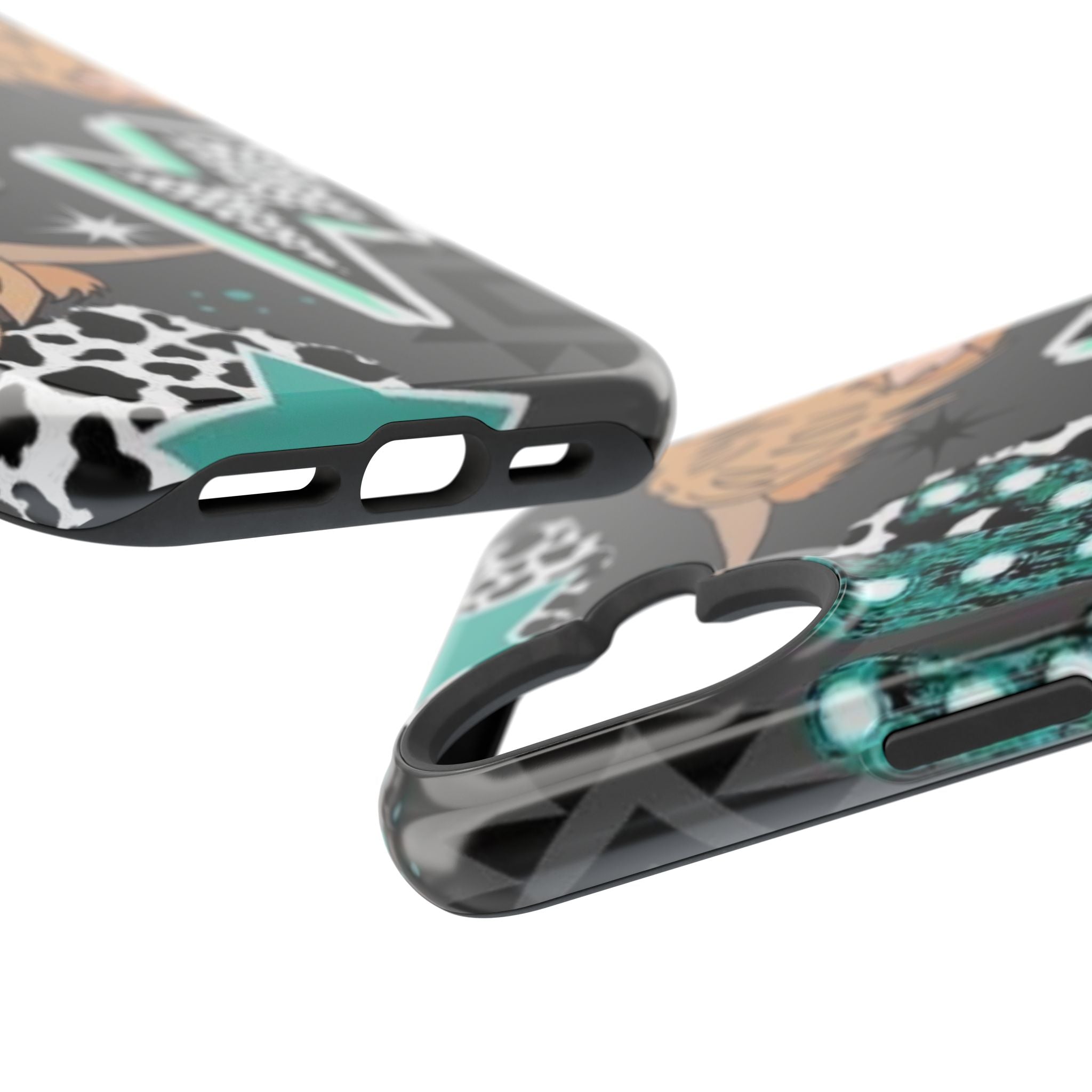 Teal Pop-Art Pattern Phone Case — Impact-Resistant iPhone Cover with Lightning & Leopard Graphics