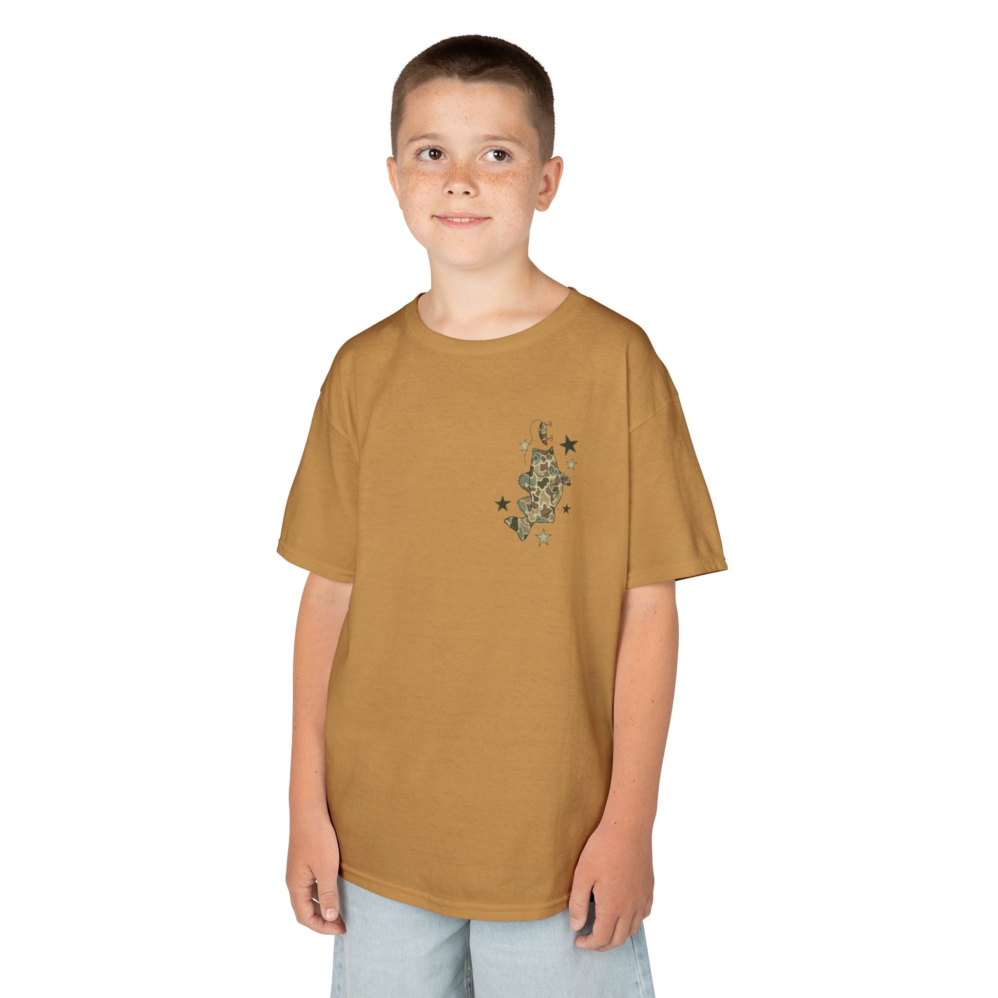 Kids Tee — "Catch Ya Later" Camo Shark Graphic