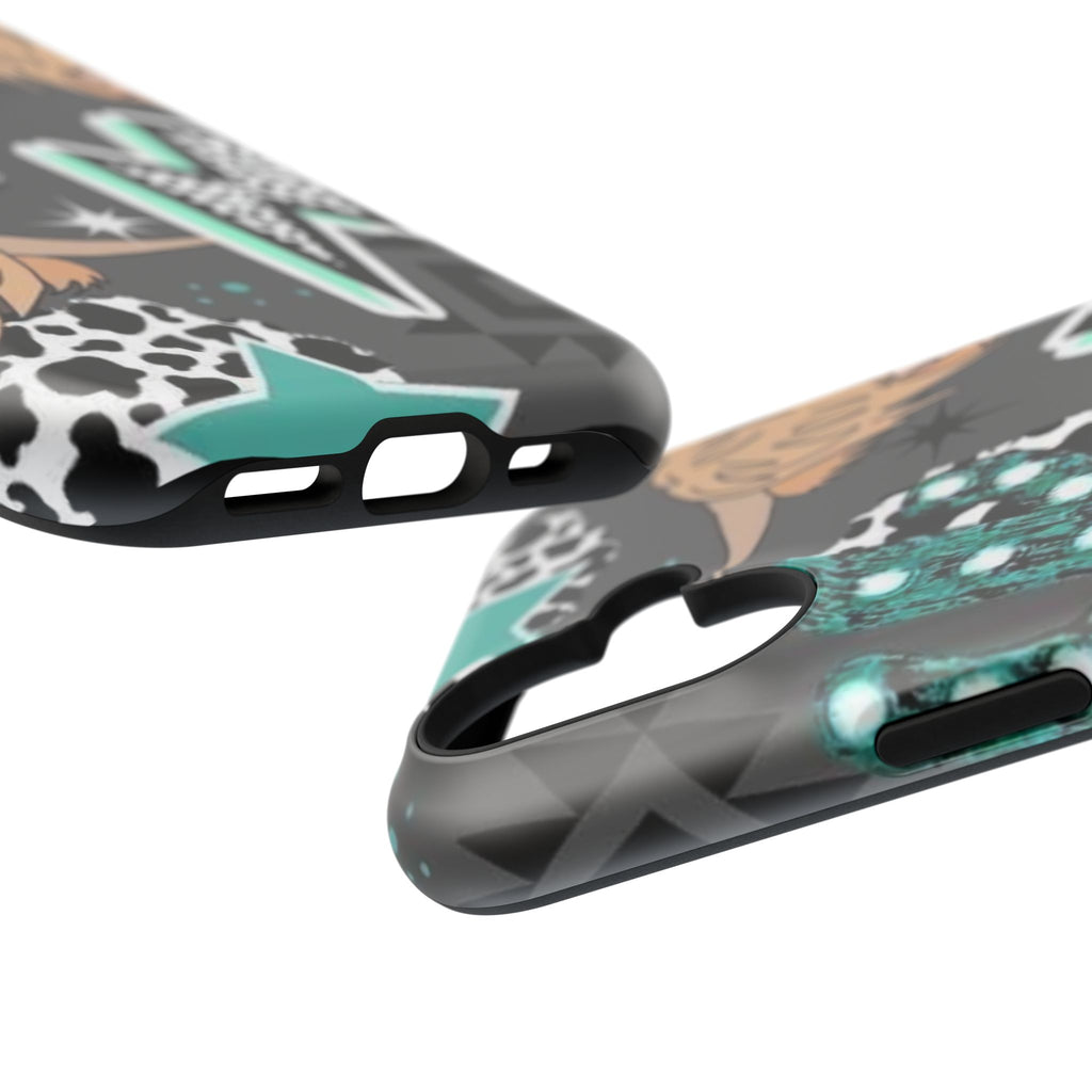 Teal Pop-Art Pattern Phone Case — Impact-Resistant iPhone Cover with Lightning & Leopard Graphics