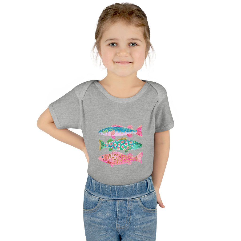 Baby Bodysuit — Colorful Watercolor Fish Onesie for Infants