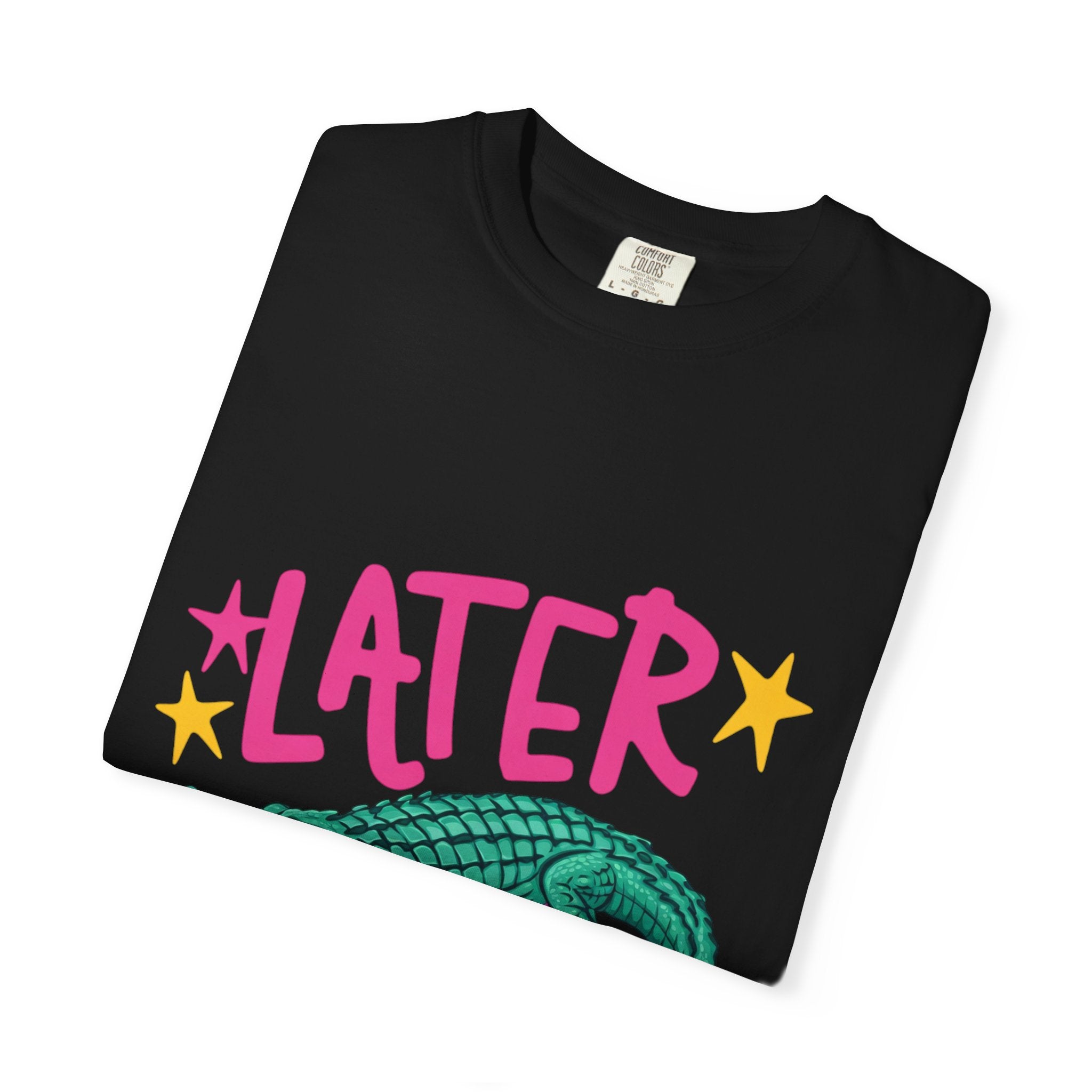 Later/After While Alligator T-Shirt — Retro Pink & Teal Graphic Tee