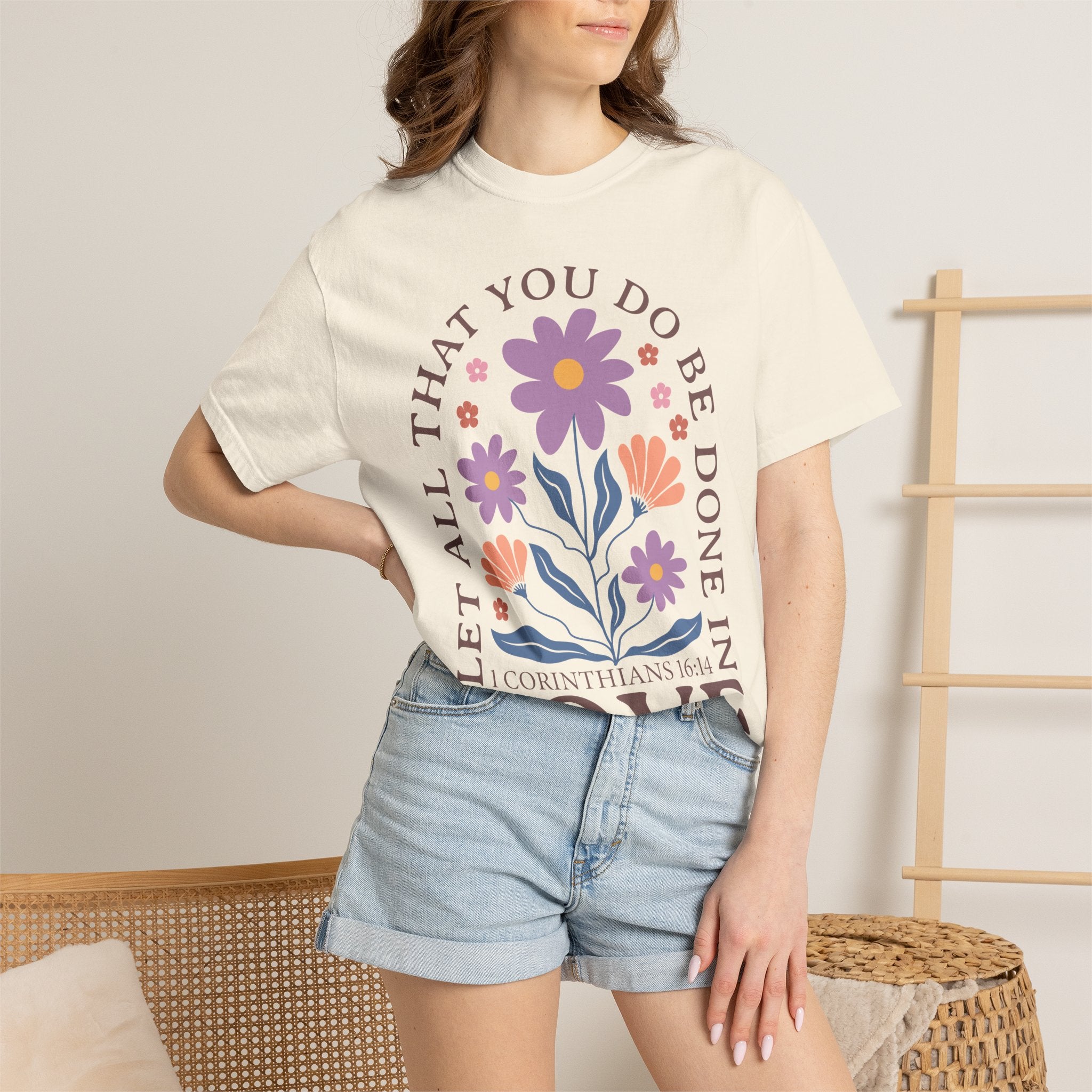 Love Floral T‑Shirt — "Let All That You Do Be Done in Love" Christian Tee
