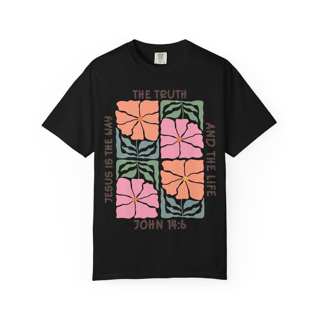 Christian Floral T-Shirt — "The Truth and the Life" John 14:6 Graphic Tee