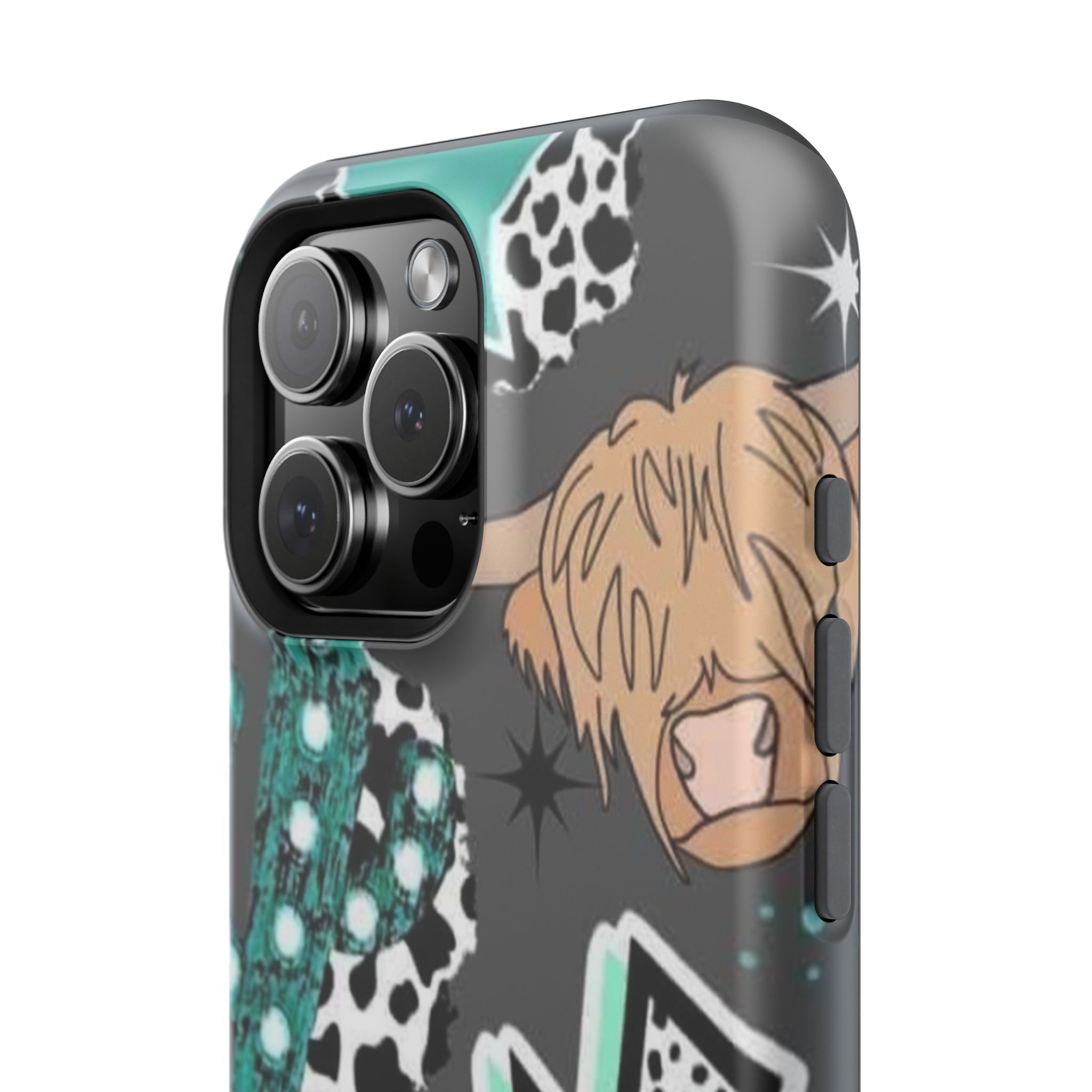 Teal Pop-Art Pattern Phone Case — Impact-Resistant iPhone Cover with Lightning & Leopard Graphics
