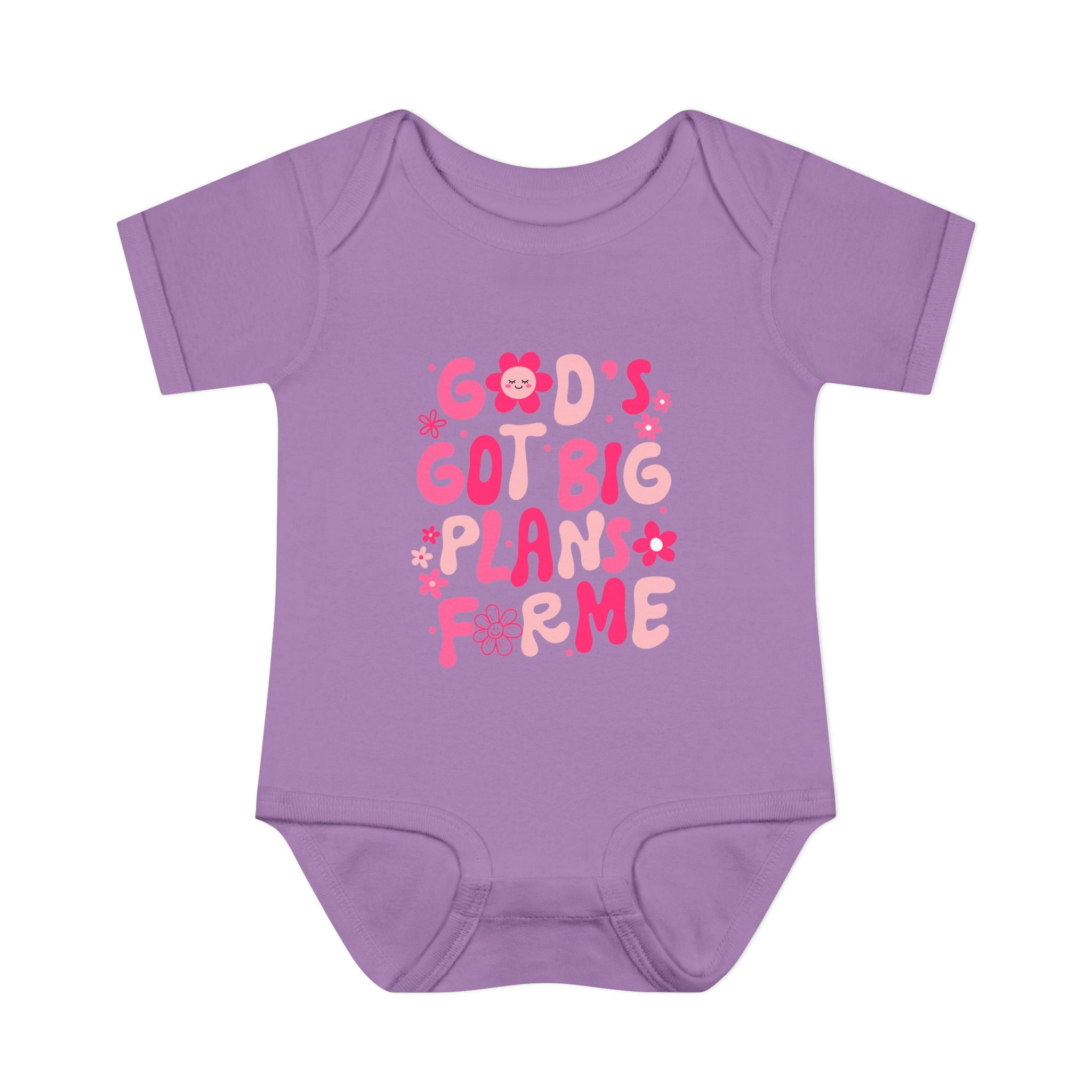 Girls God’s Got Big Plans For Me Infant Bodysuit — Pink Floral Baby Onesie