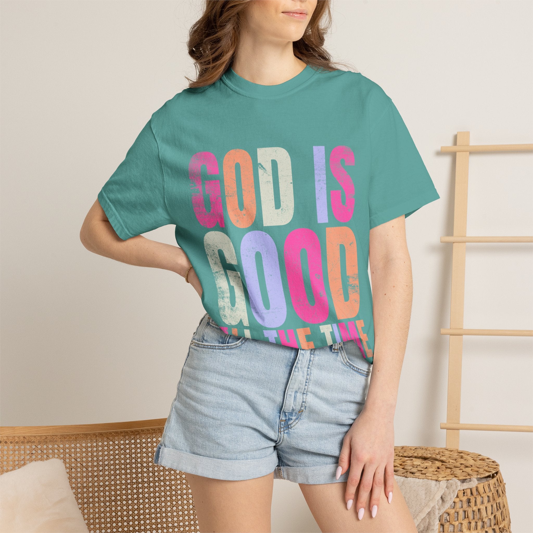 God Is Good All The Time T-Shirt — Pastel Christian Faith Tee