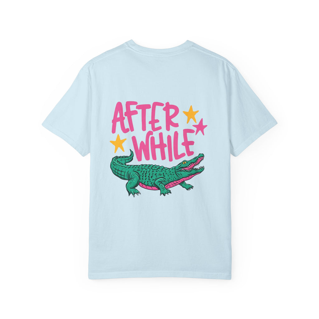 Later/After While Alligator T-Shirt — Retro Pink & Teal Graphic Tee