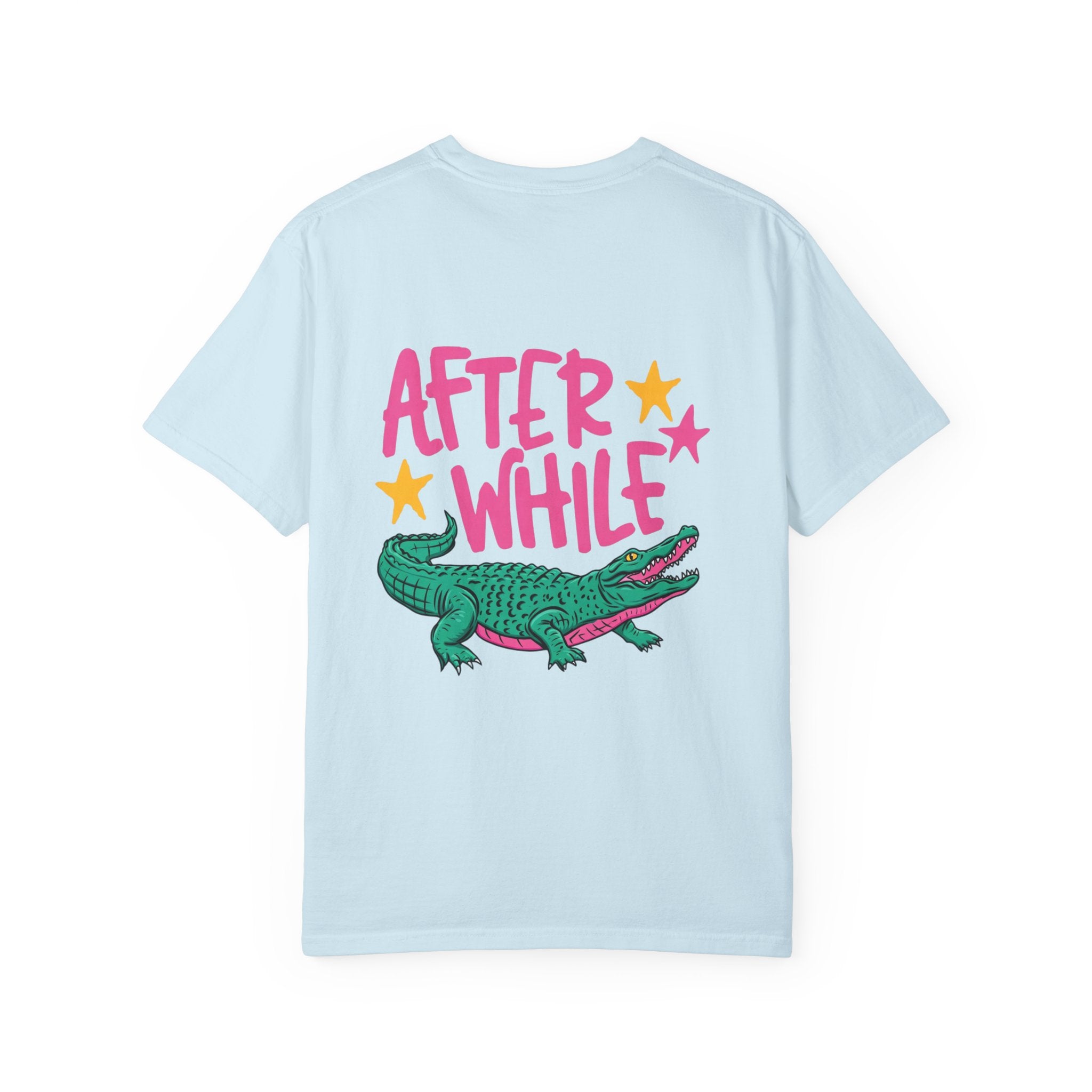 Later/After While Alligator T-Shirt — Retro Pink & Teal Graphic Tee