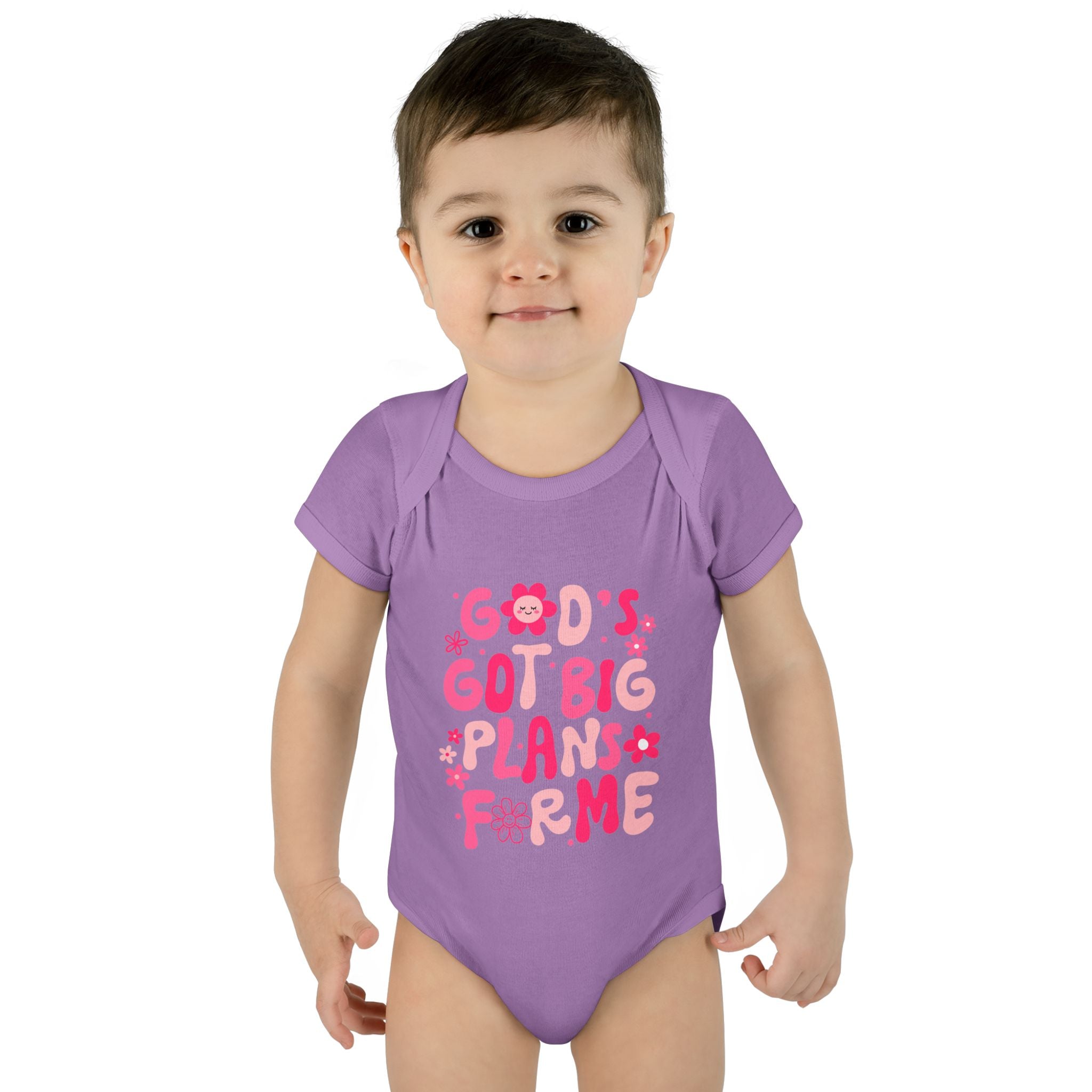 Girls God’s Got Big Plans For Me Infant Bodysuit — Pink Floral Baby Onesie