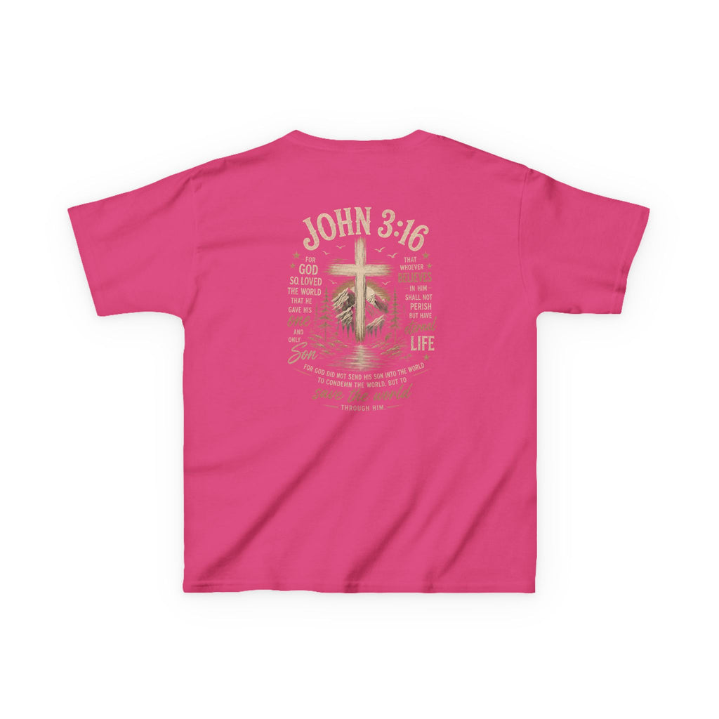 Kids T-Shirt — John 3:16 Cross Design Christian Youth Tee