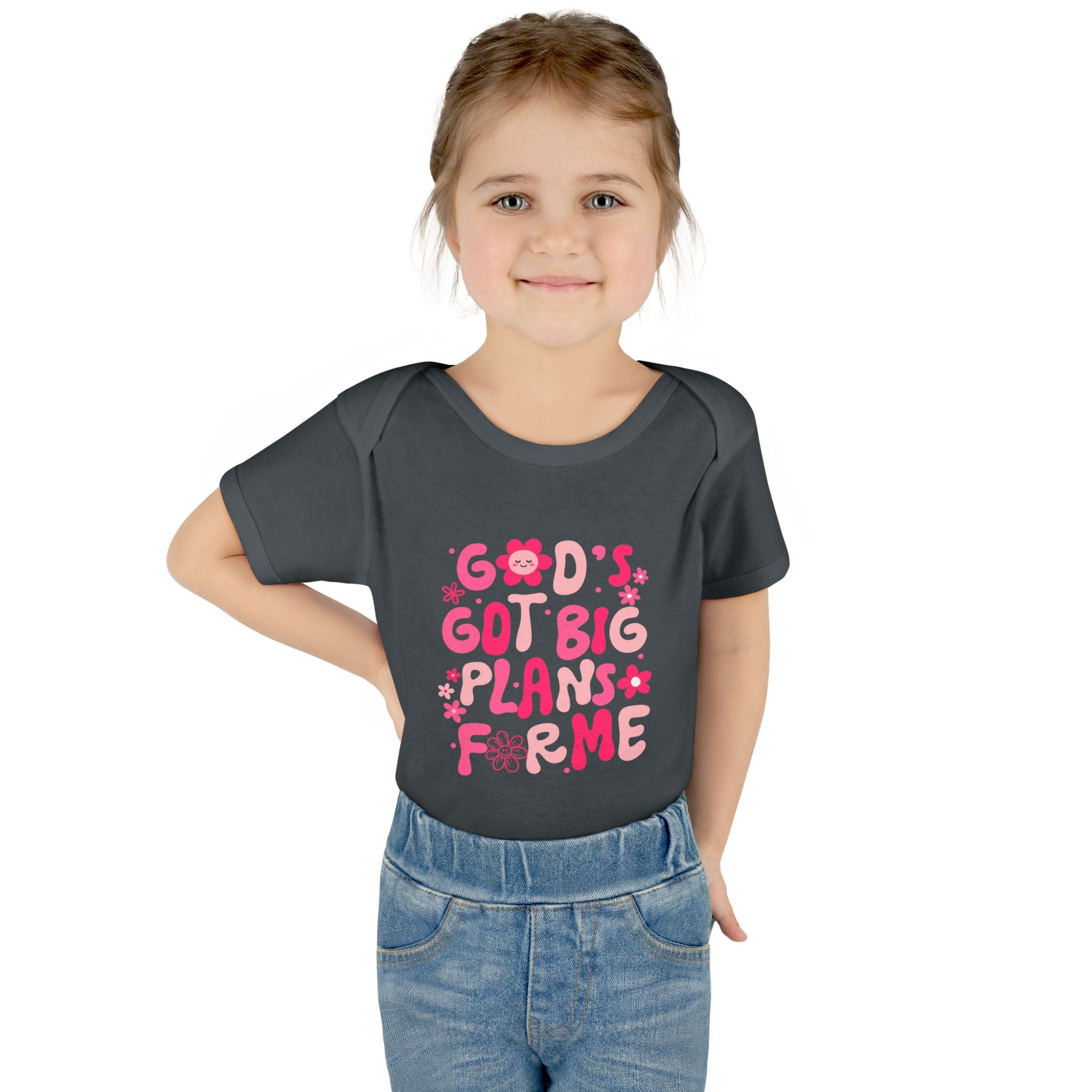 Girls God’s Got Big Plans For Me Infant Bodysuit — Pink Floral Baby Onesie