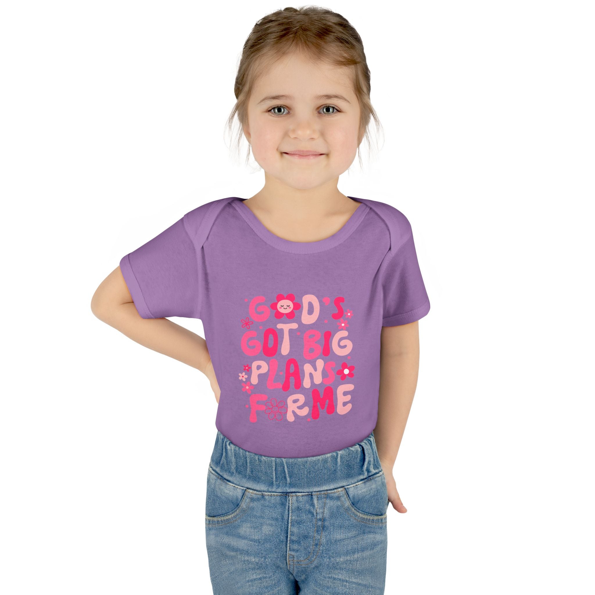 Girls God’s Got Big Plans For Me Infant Bodysuit — Pink Floral Baby Onesie