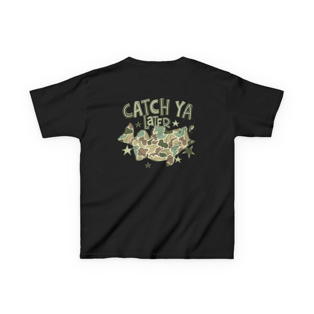Kids Tee — "Catch Ya Later" Camo Shark Graphic