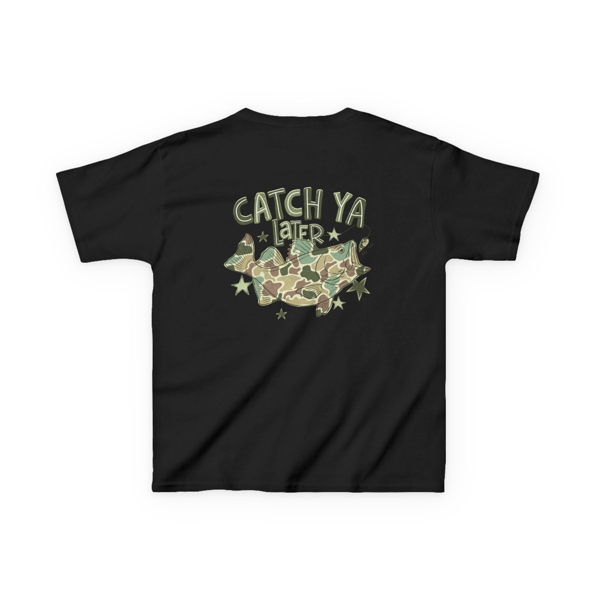 Kids Tee — "Catch Ya Later" Camo Shark Graphic