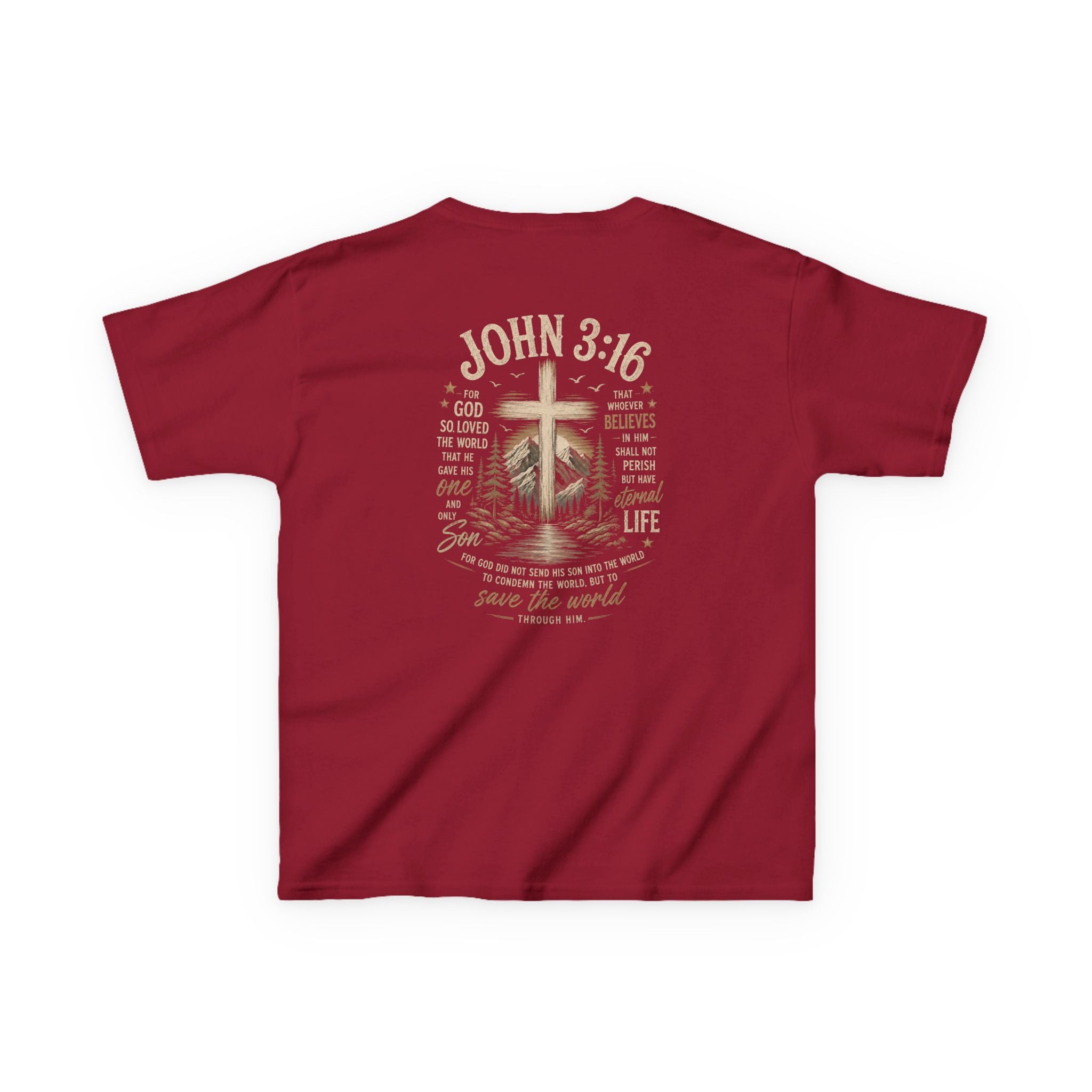 Kids T-Shirt — John 3:16 Cross Design Christian Youth Tee