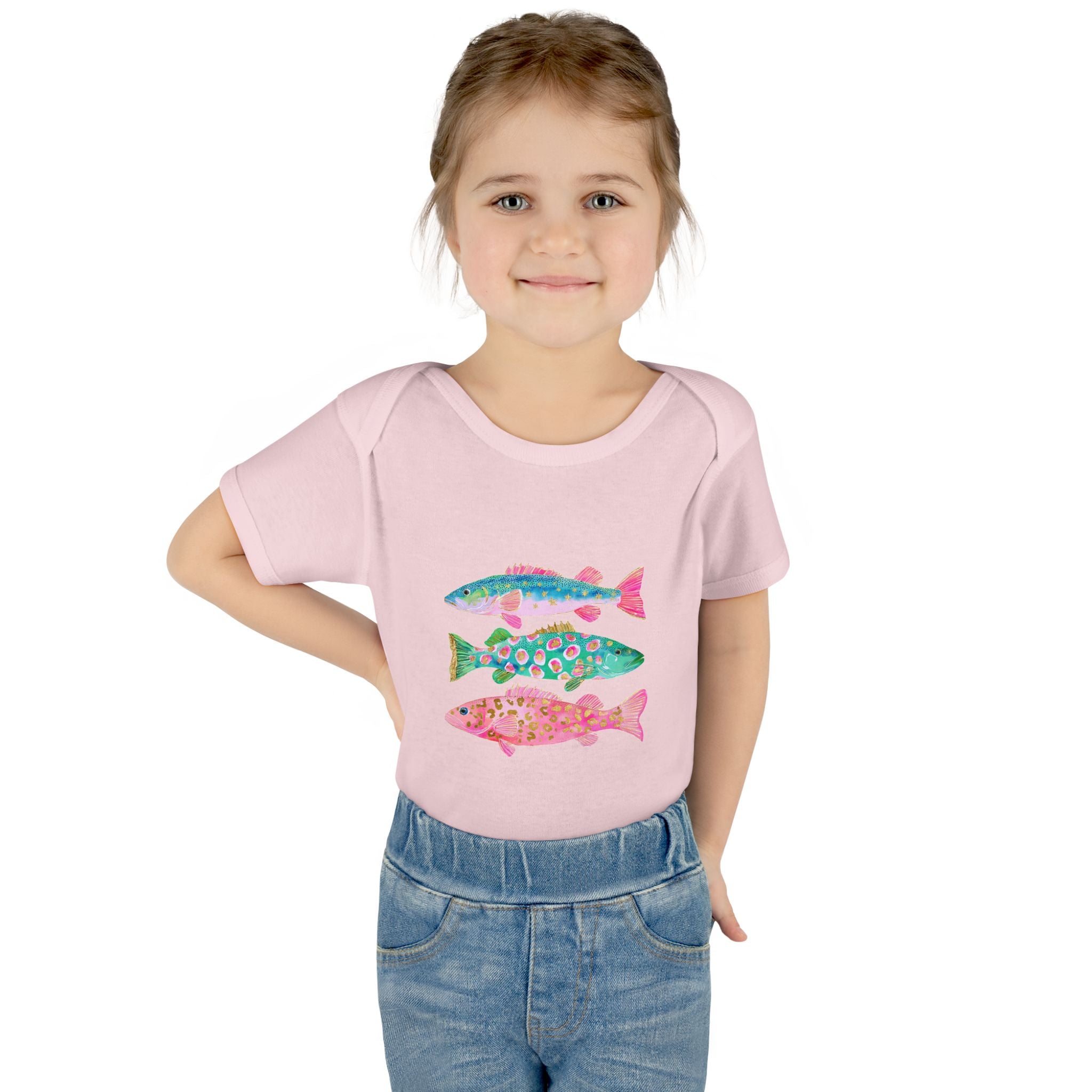 Baby Bodysuit — Colorful Watercolor Fish Onesie for Infants