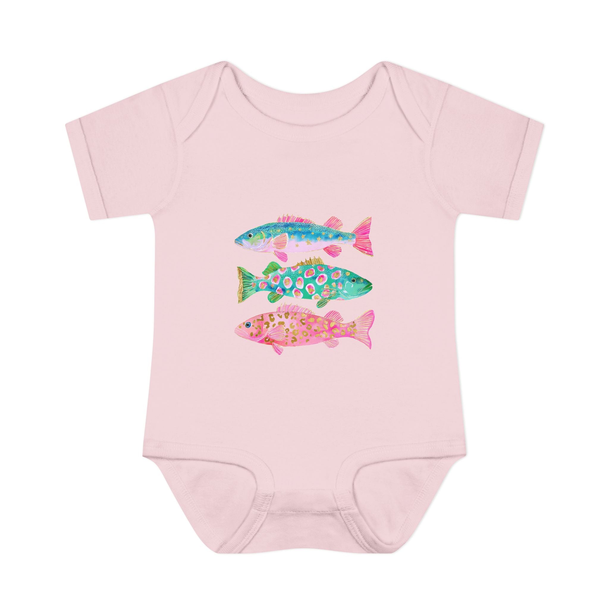 Baby Bodysuit — Colorful Watercolor Fish Onesie for Infants