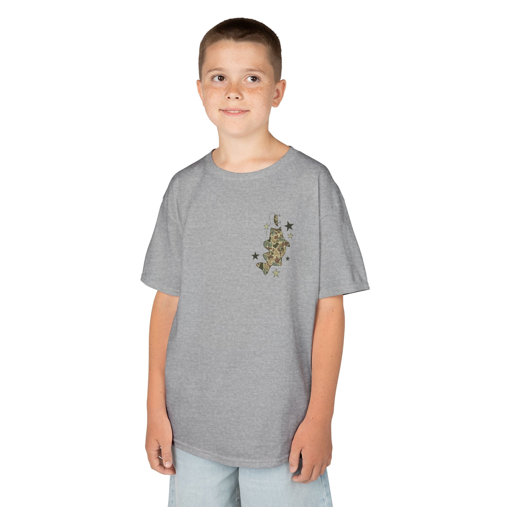 Kids Tee — "Catch Ya Later" Camo Shark Graphic