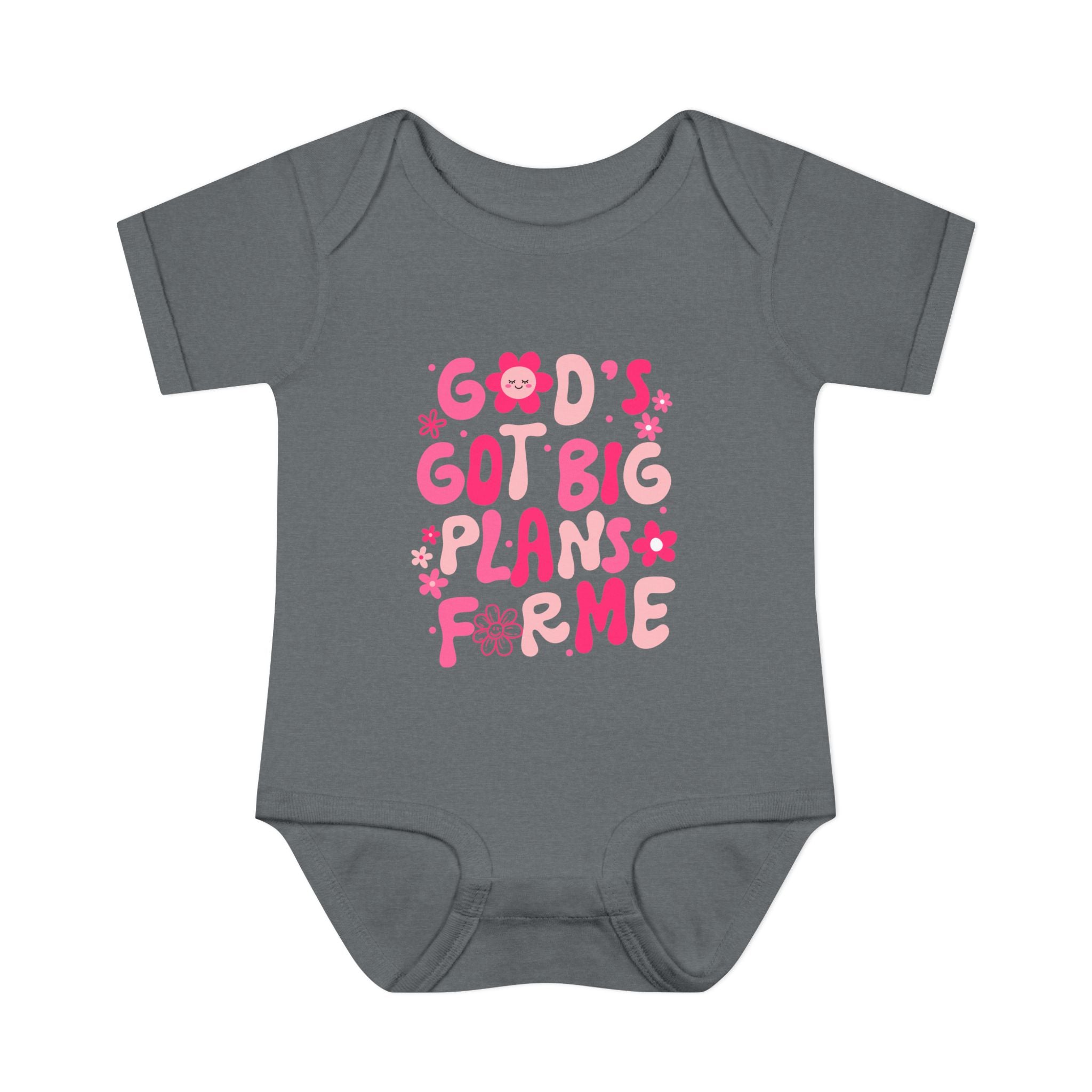 Girls God’s Got Big Plans For Me Infant Bodysuit — Pink Floral Baby Onesie