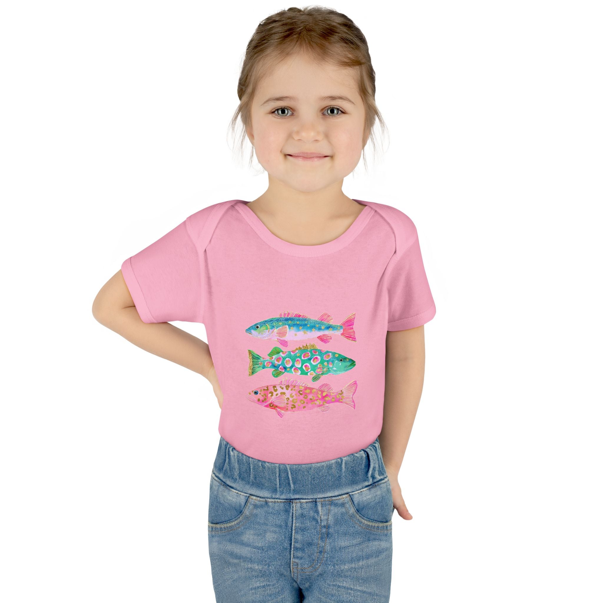 Baby Bodysuit — Colorful Watercolor Fish Onesie for Infants