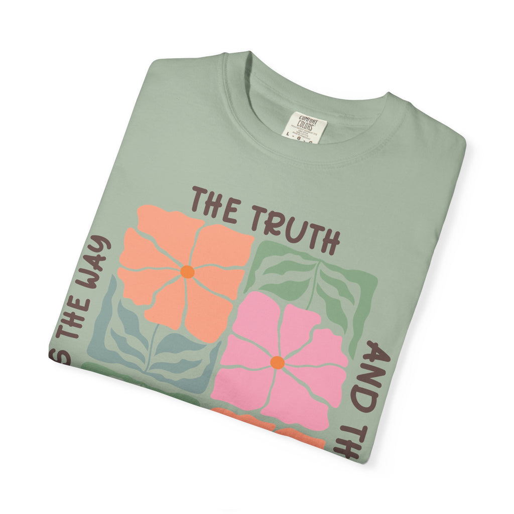 Christian Floral T-Shirt — "The Truth and the Life" John 14:6 Graphic Tee
