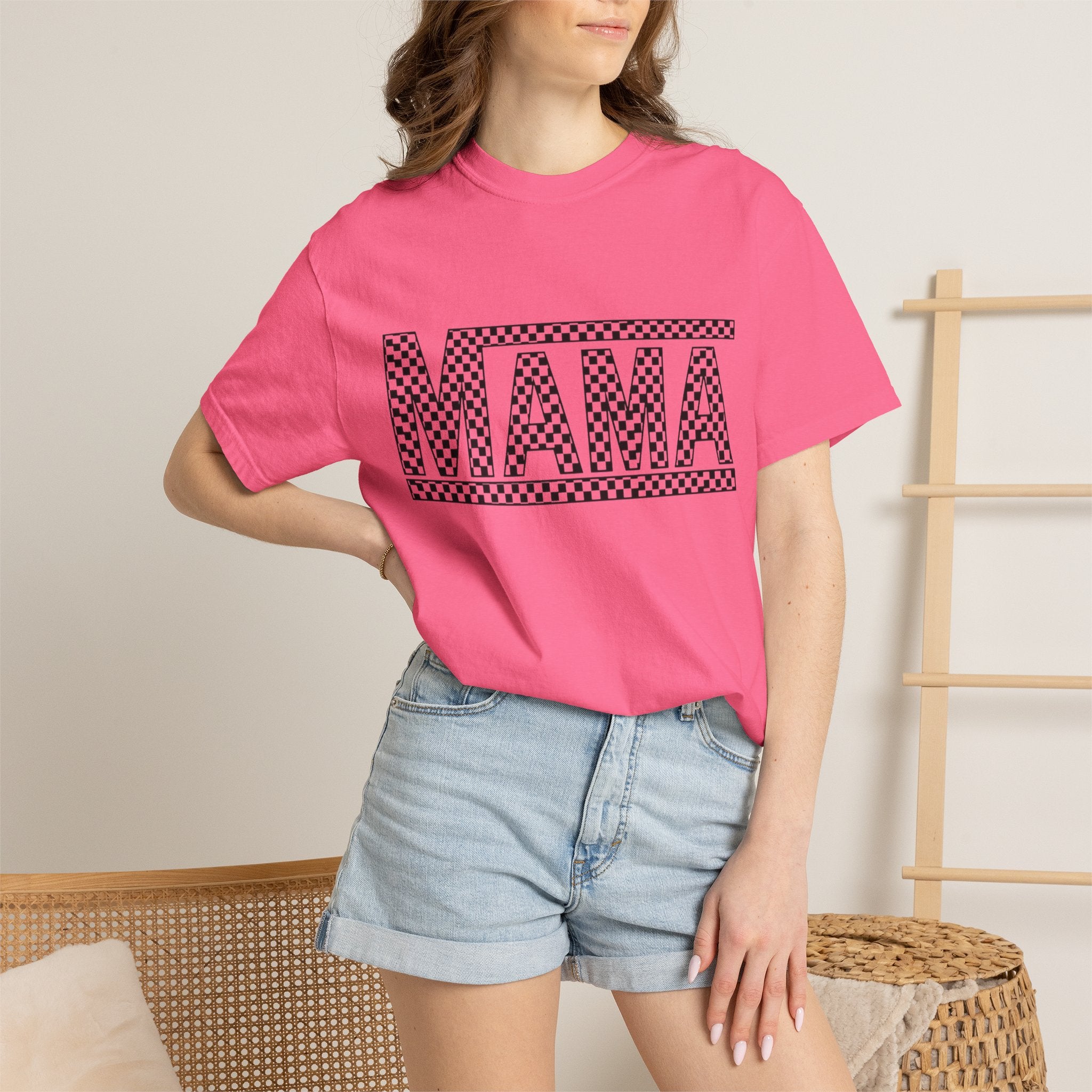 Checkered MAMA Logo T-shirt | Mama Typography Tee
