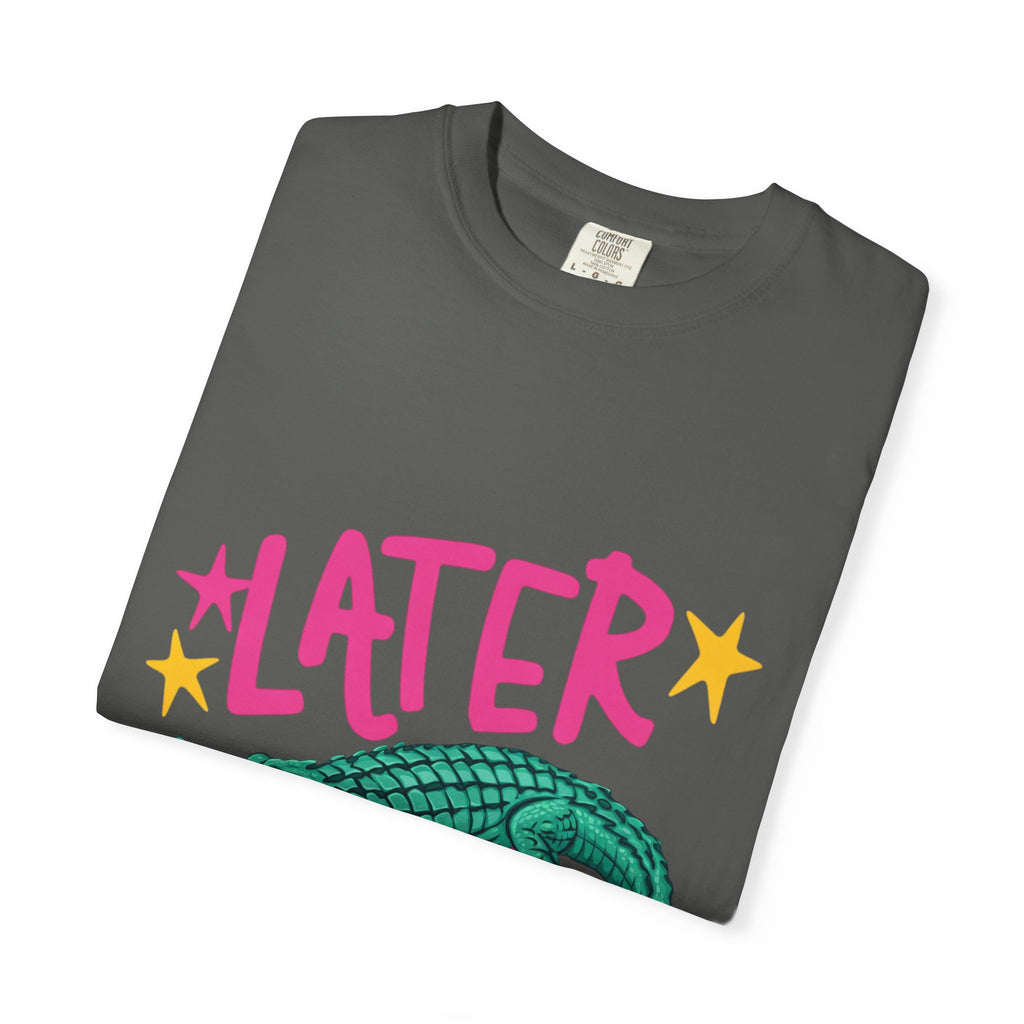 Later/After While Alligator T-Shirt — Retro Pink & Teal Graphic Tee