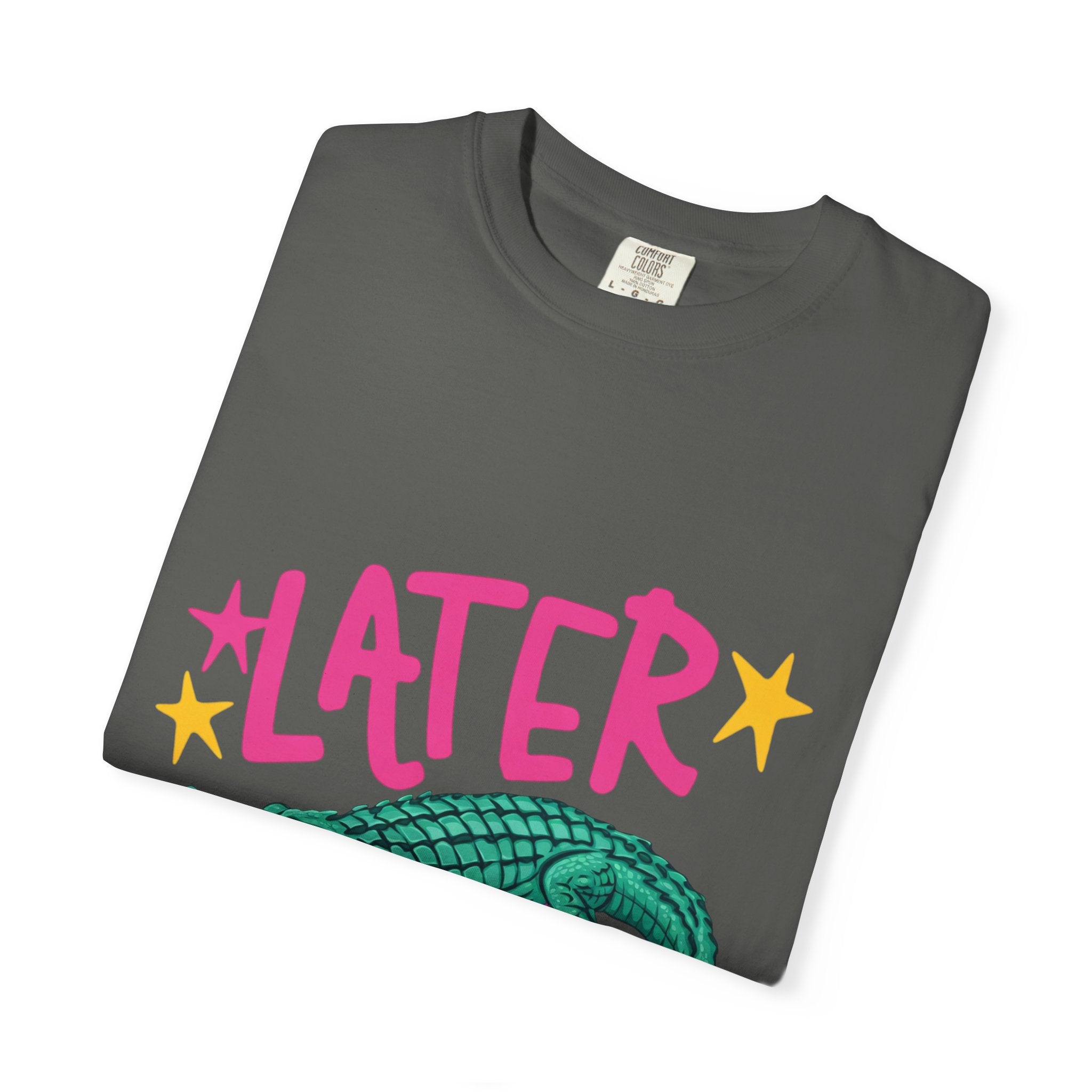 Later/After While Alligator T-Shirt — Retro Pink & Teal Graphic Tee