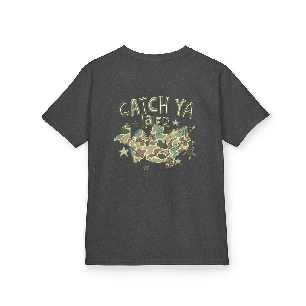 Kids Tee — "Catch Ya Later" Camo Shark Graphic