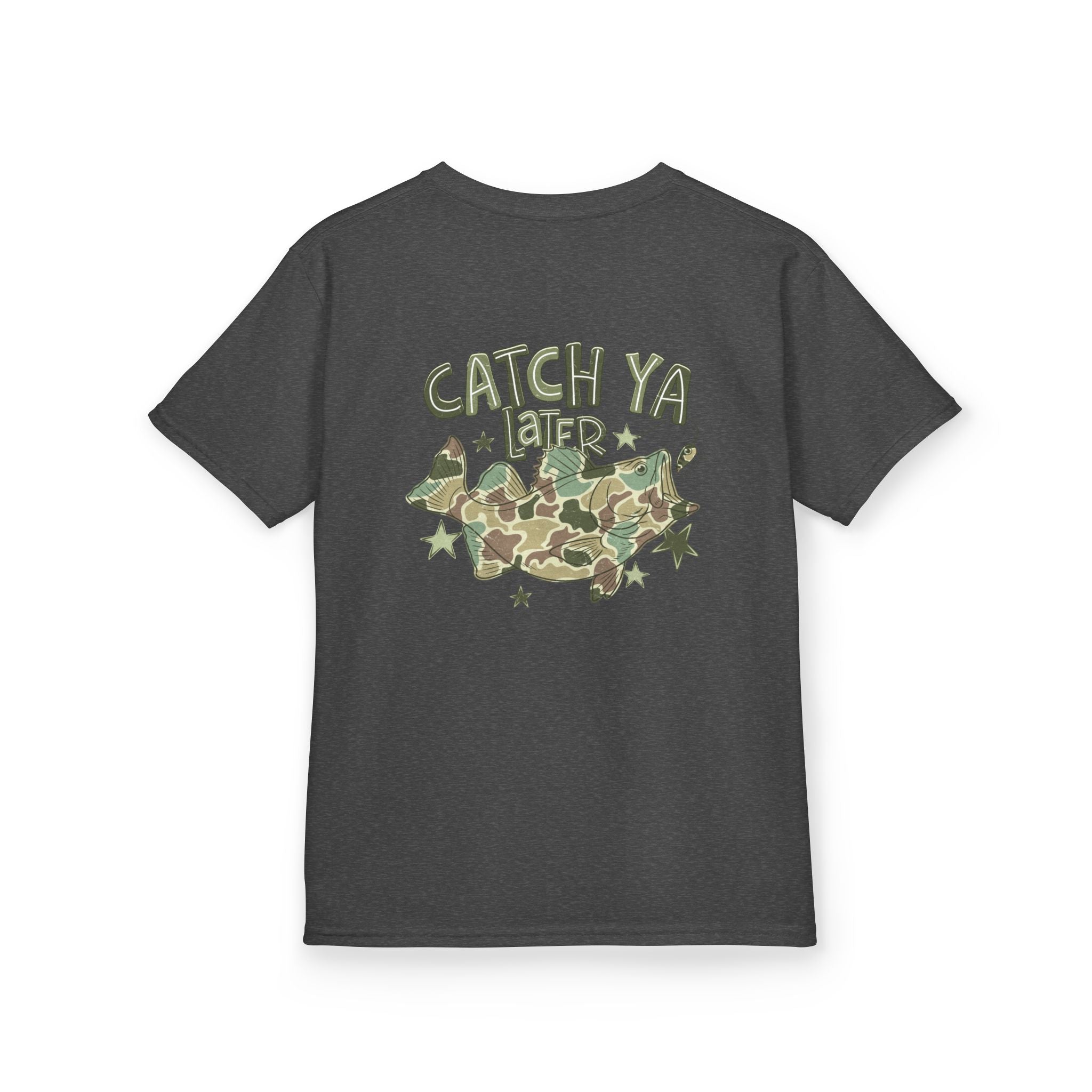 Kids Tee — "Catch Ya Later" Camo Shark Graphic