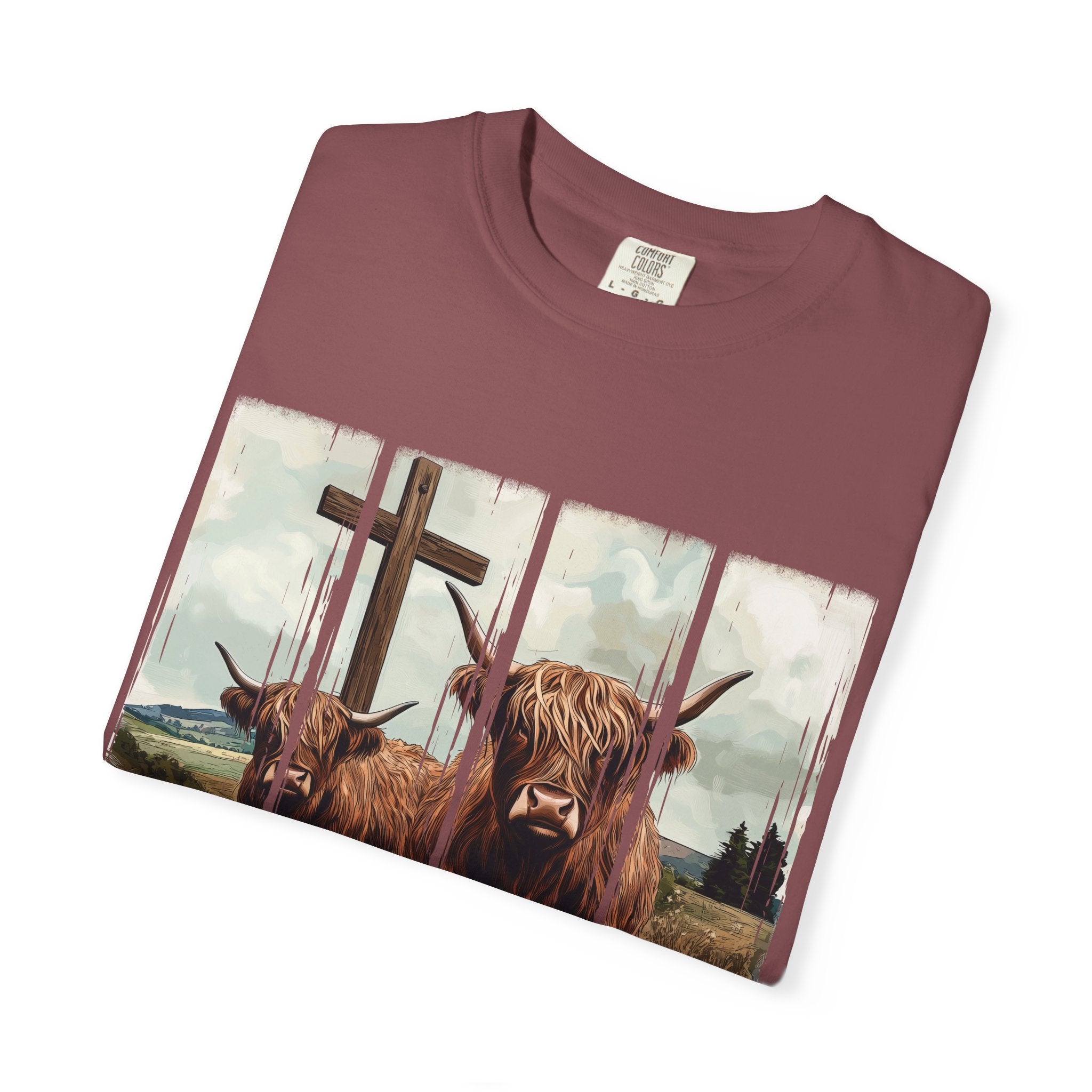 Christian Highland Cow T-Shirt — "Follow the Word, Not the Herd" Faith Tee