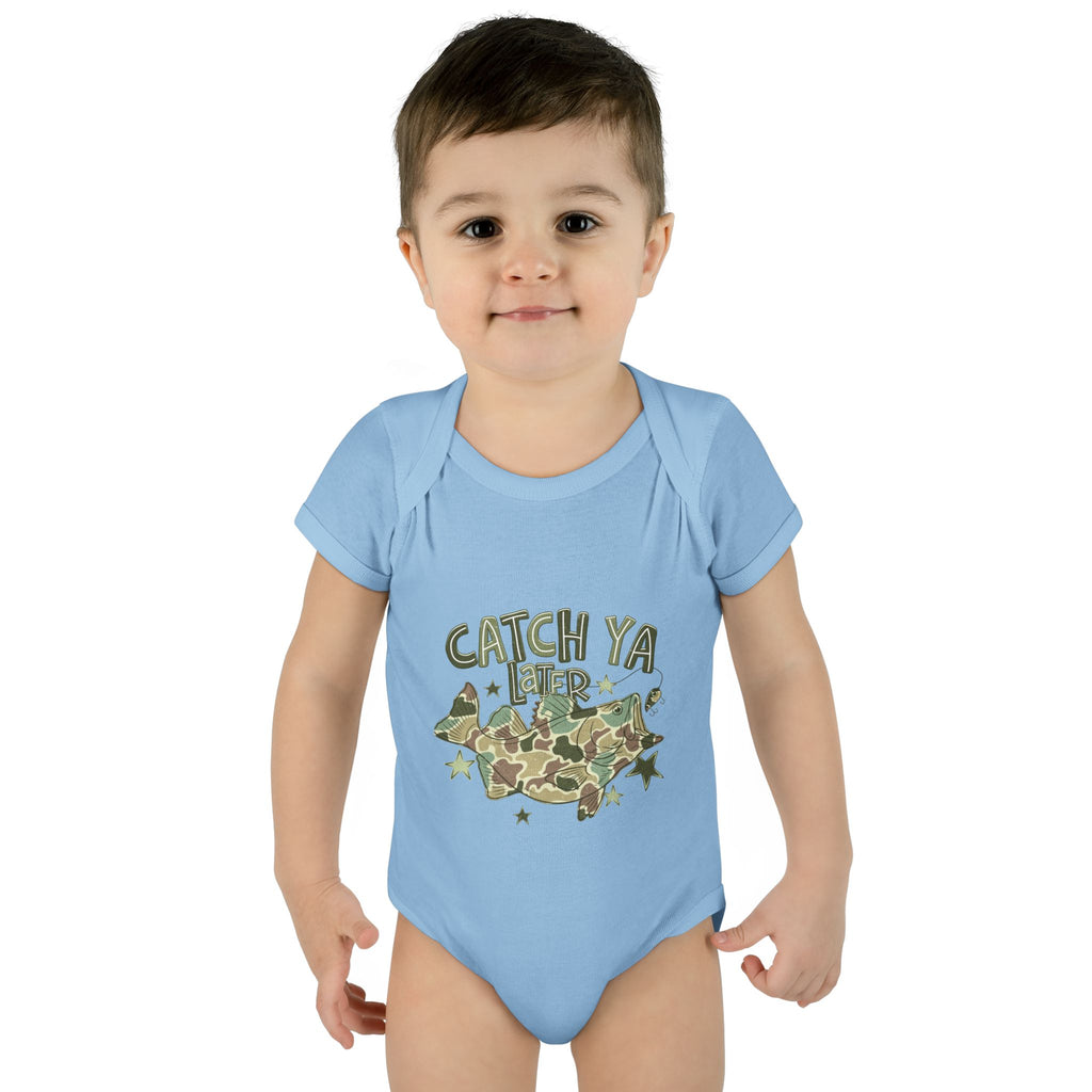 Infant Bodysuit - "Catch Ya Later" Camo Bat Graphic Baby Onesie