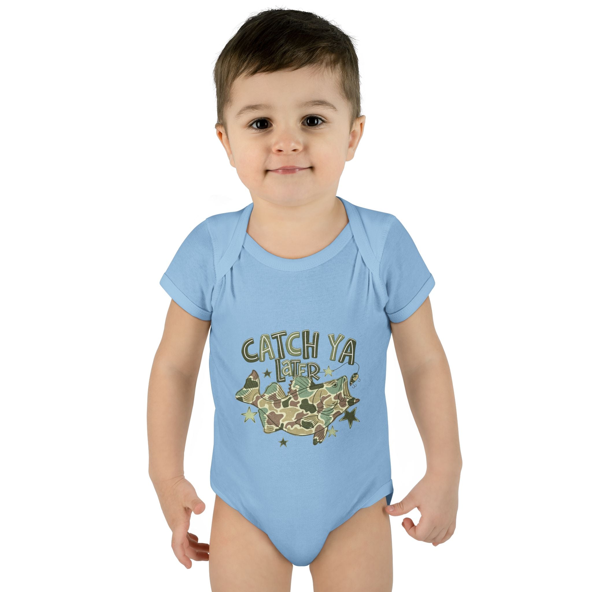 Infant Bodysuit - "Catch Ya Later" Camo Bat Graphic Baby Onesie