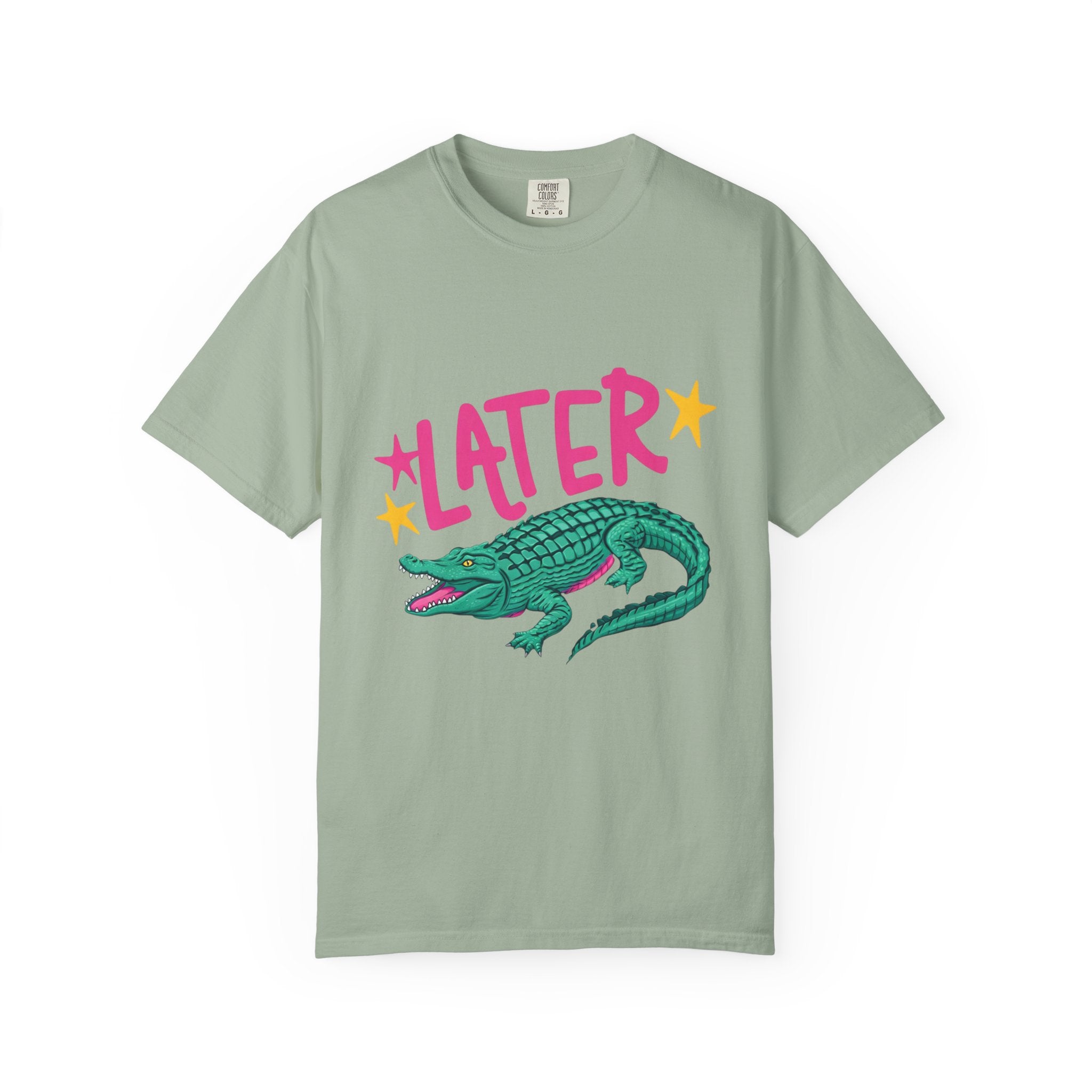 Later/After While Alligator T-Shirt — Retro Pink & Teal Graphic Tee