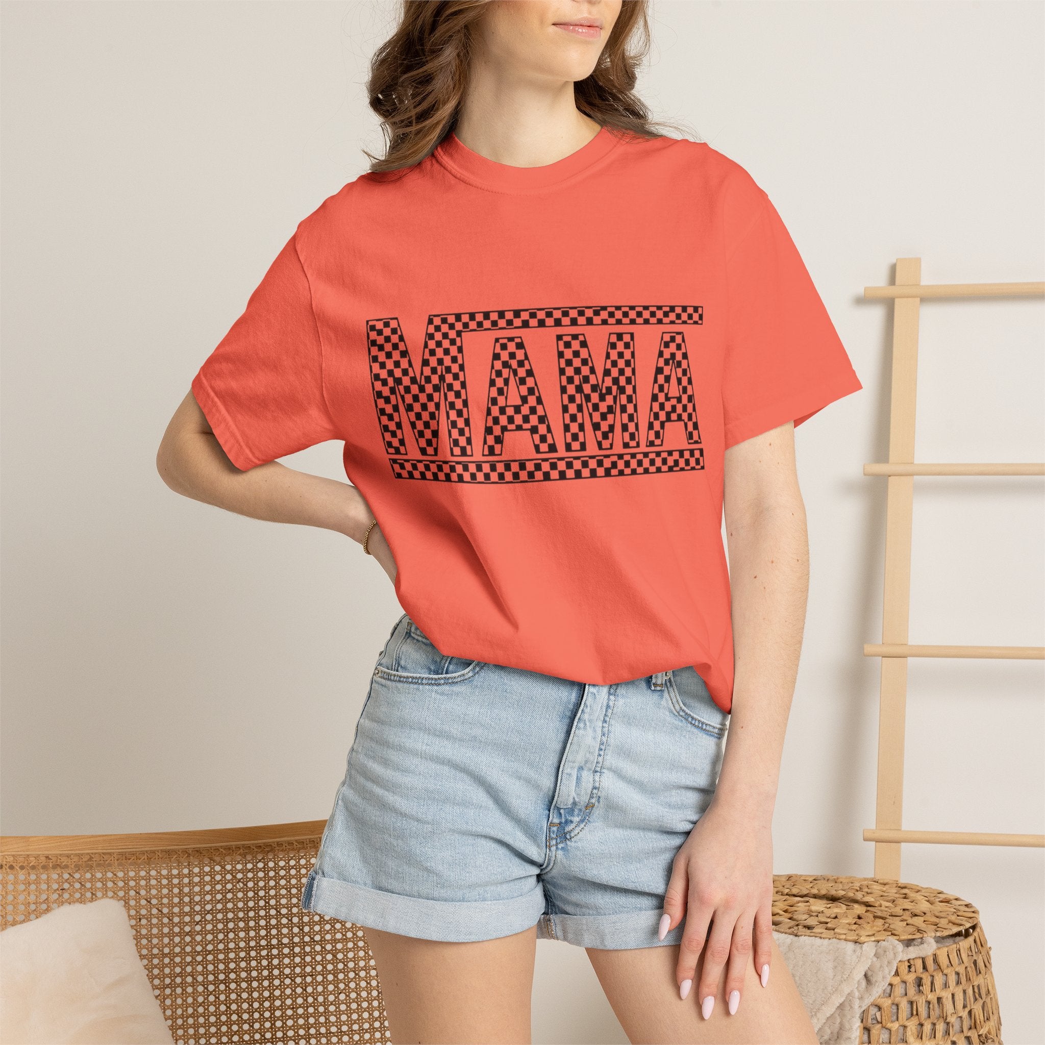 Checkered MAMA Logo T-shirt | Mama Typography Tee